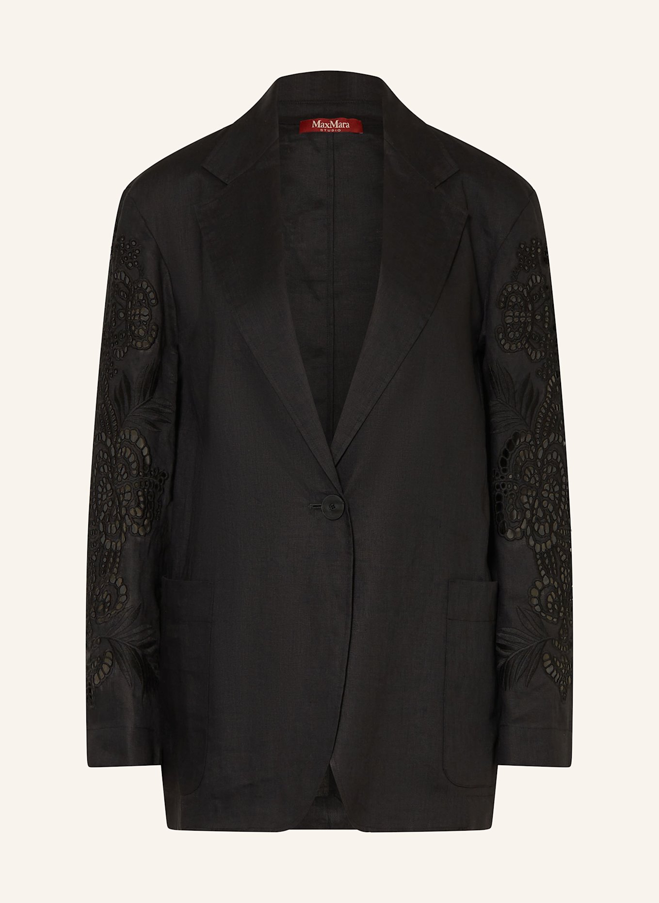 【関税＆送料込み】Max Mara Studio Angizia Blazer Max Mara STUDIO ANGIZIA linen blazer with lace in black