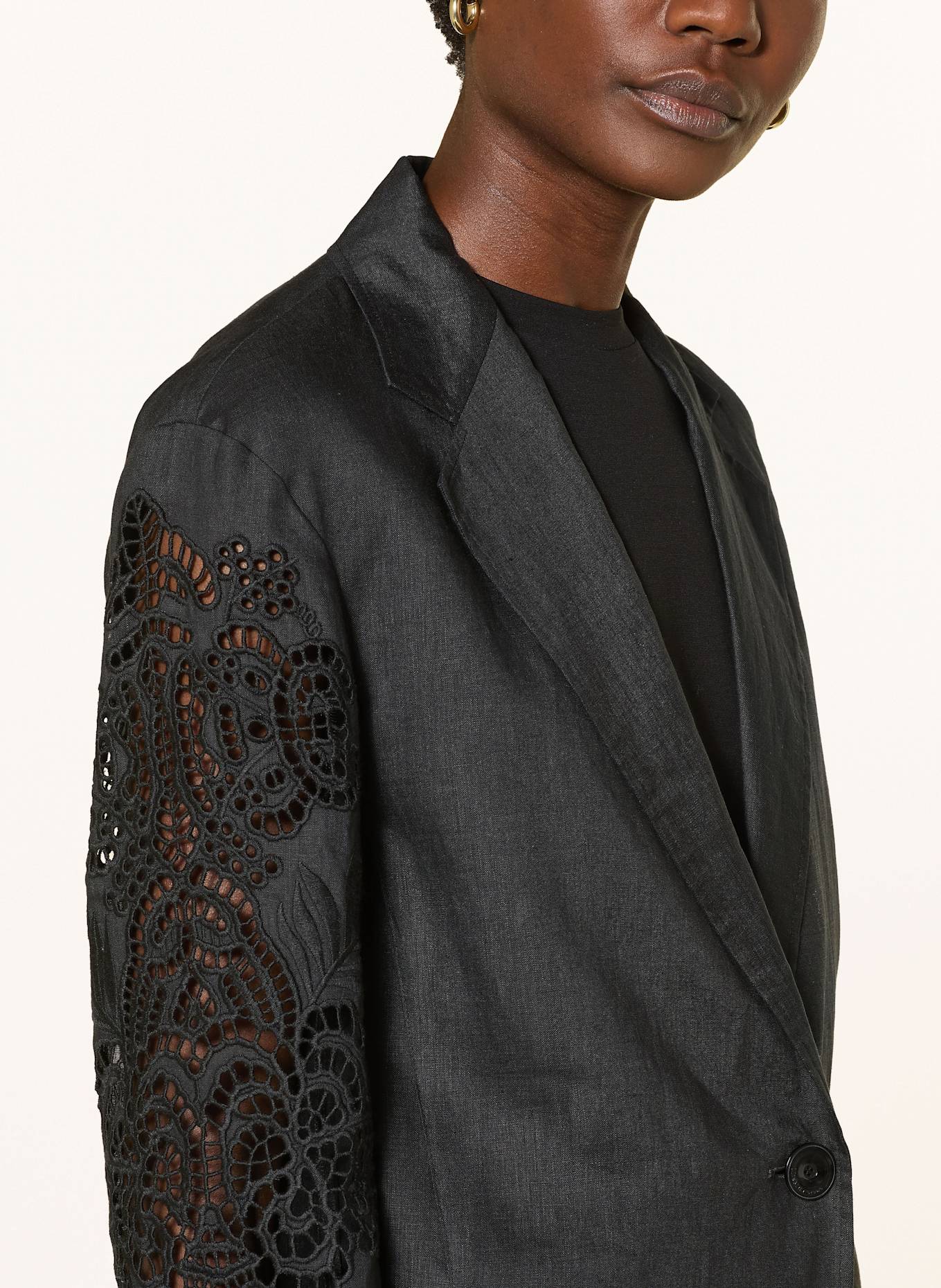 【関税＆送料込み】Max Mara Studio Angizia Blazer Max Mara STUDIO ANGIZIA linen blazer with lace in black