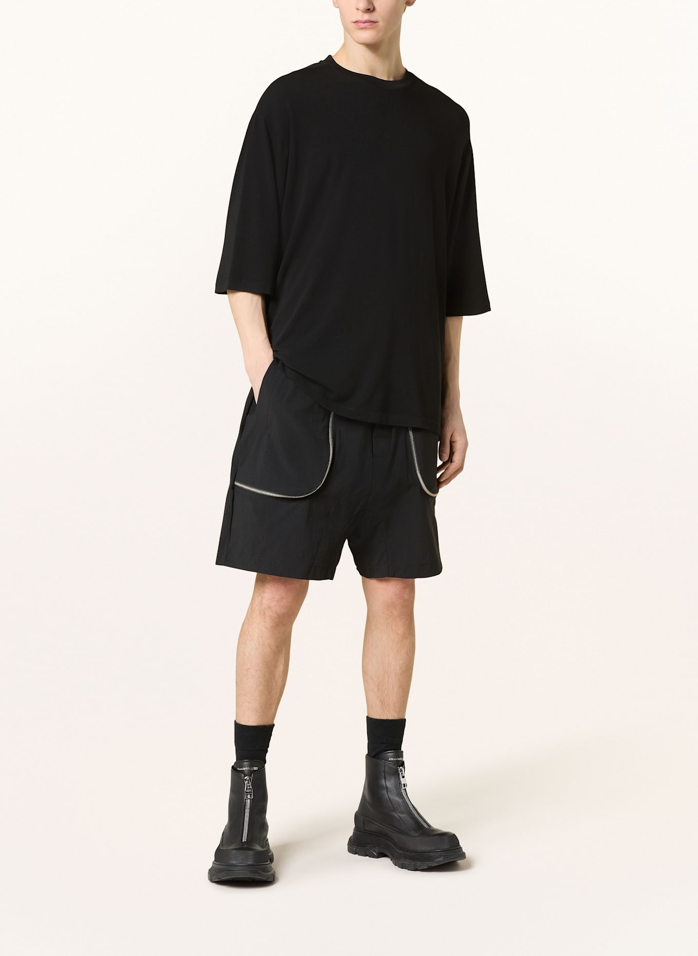 thom/krom Shirt with 3/4 sleeves: BLACK