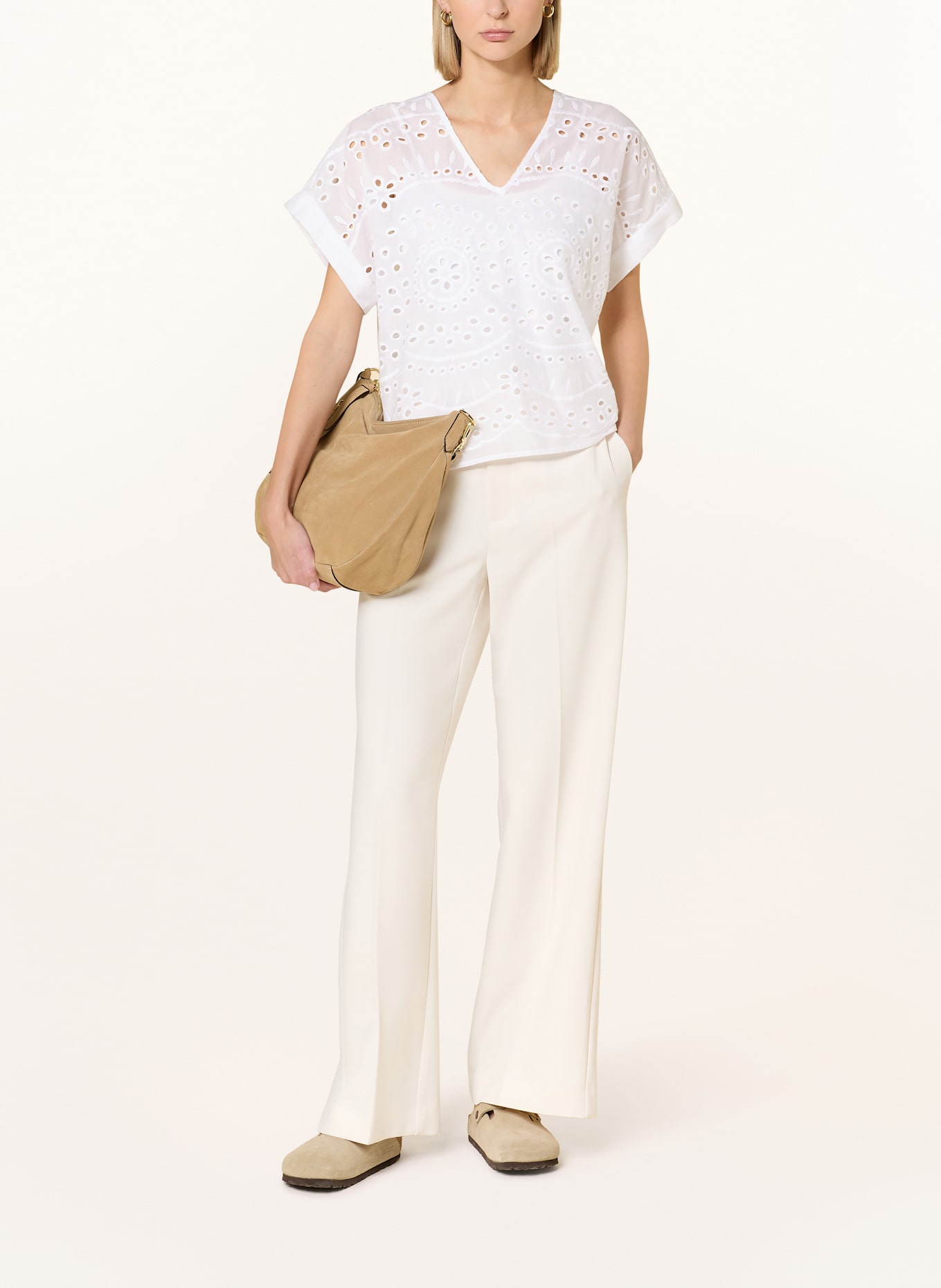 LANIUS Blusenshirt aus Lochspitze: WEISS