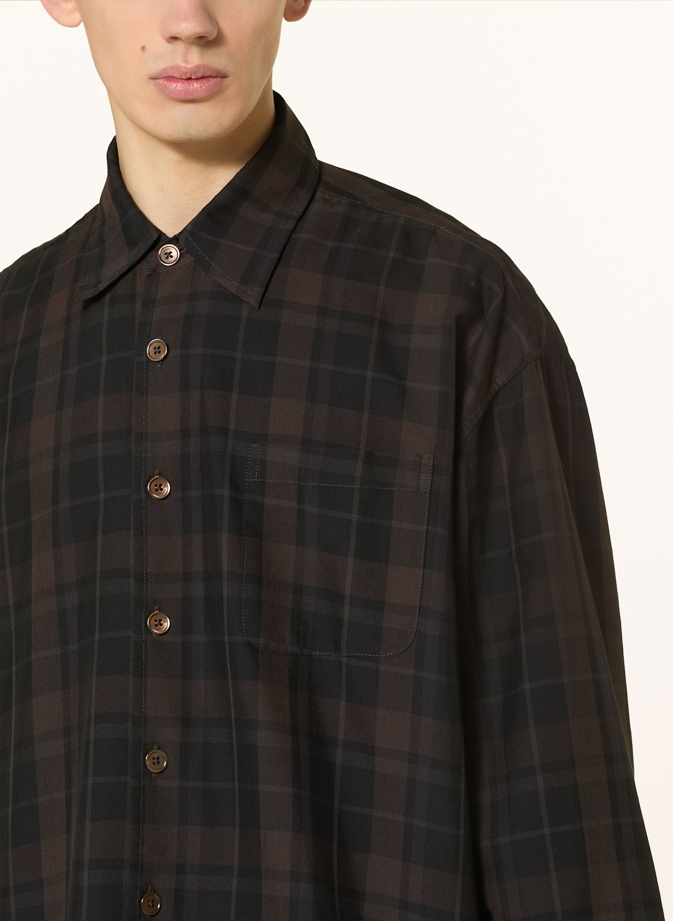 OUR LEGACY Hemd Oversize Fit: SCHWARZ / DUNKELBRAUN / DUNKELGRAU