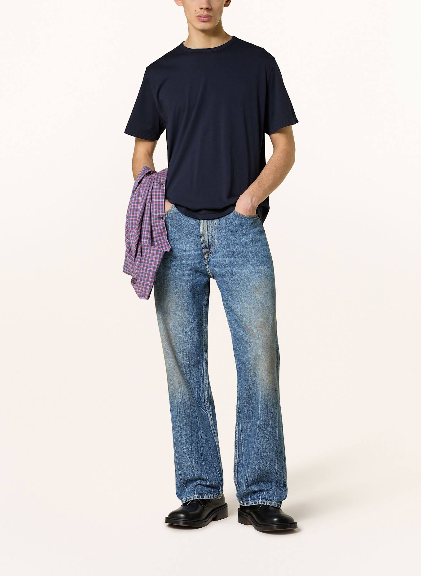 OUR LEGACY Tričko NEW BOX: TMAVĚ MODRÁ