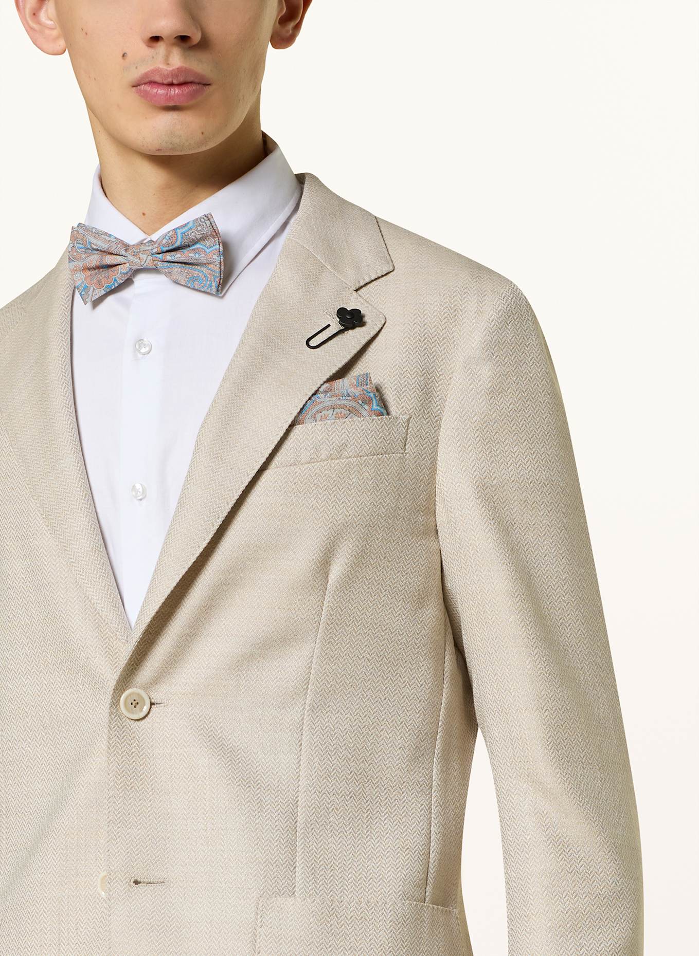 Prince BOWTIE Zestaw: mucha z poszetką: BEŻOWY / JASNONIEBIESKI / KREMOWY