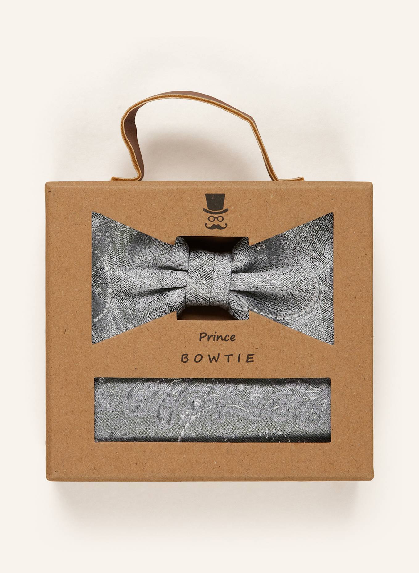 Prince BOWTIE Set: Silk bow tie and pocket square: GRAY / LIGHT GRAY