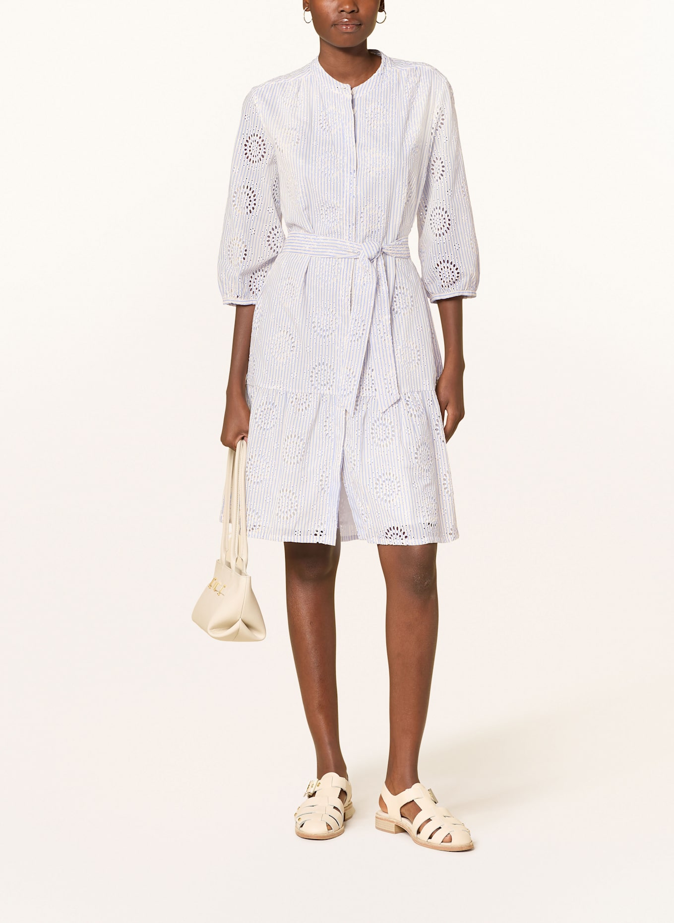 0039 ITALY Hemdblusenkleid MILO mit 3/4-Arm: BLAU / WEISS