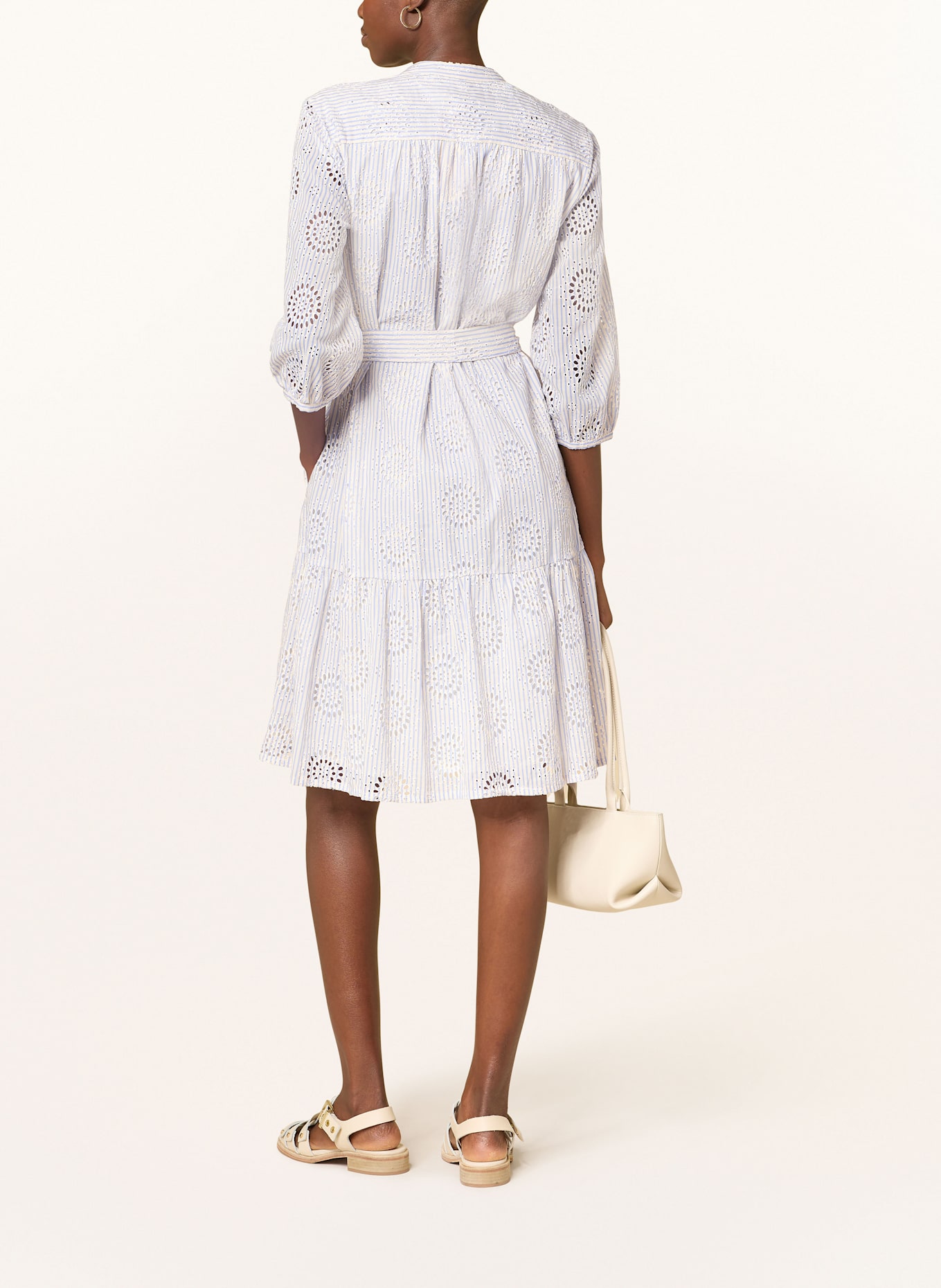 0039 ITALY Hemdblusenkleid MILO mit 3/4-Arm: BLAU / WEISS