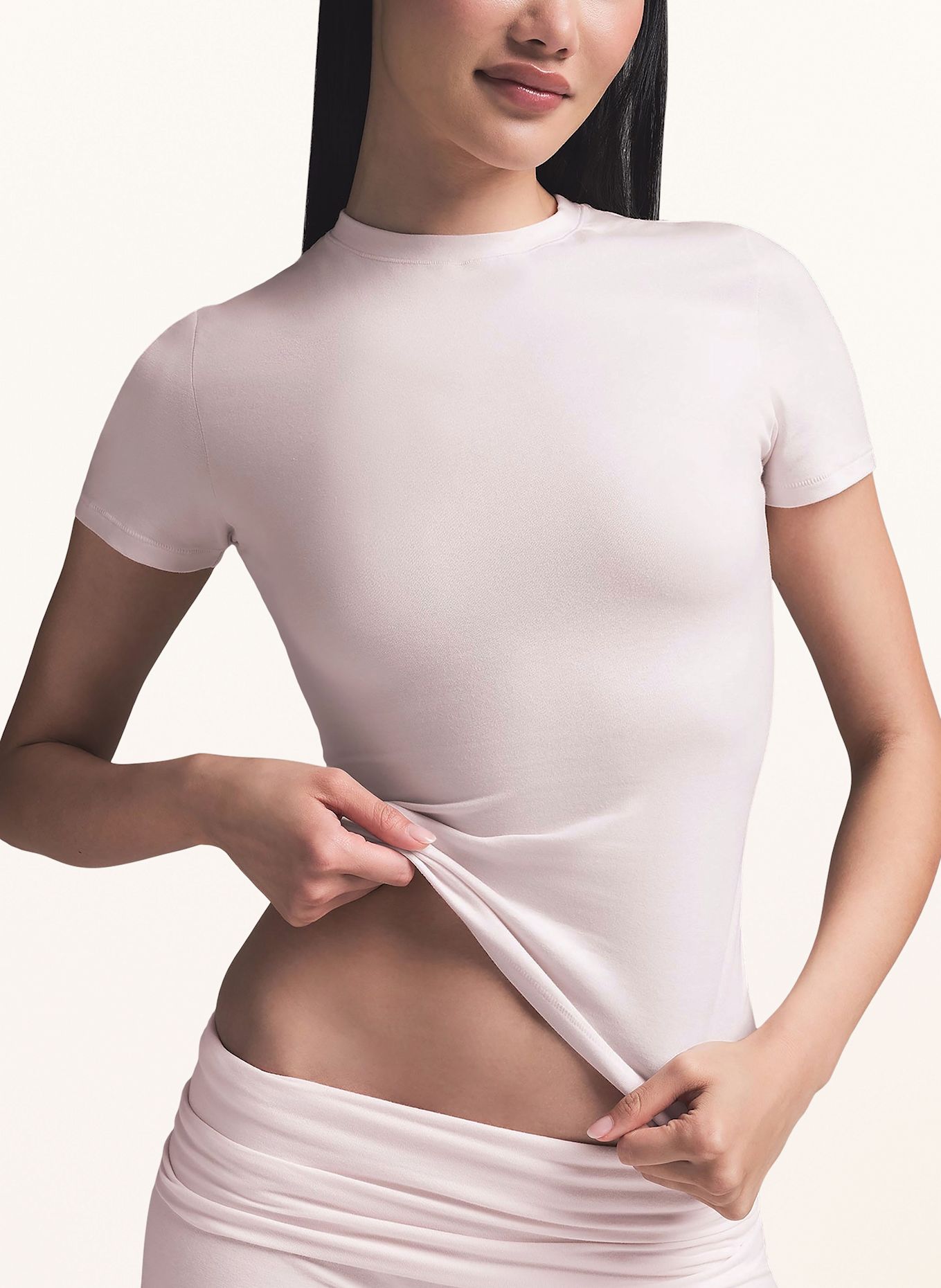 SKIMS COTTON JERSEY lounge shirt: BARELY PINK