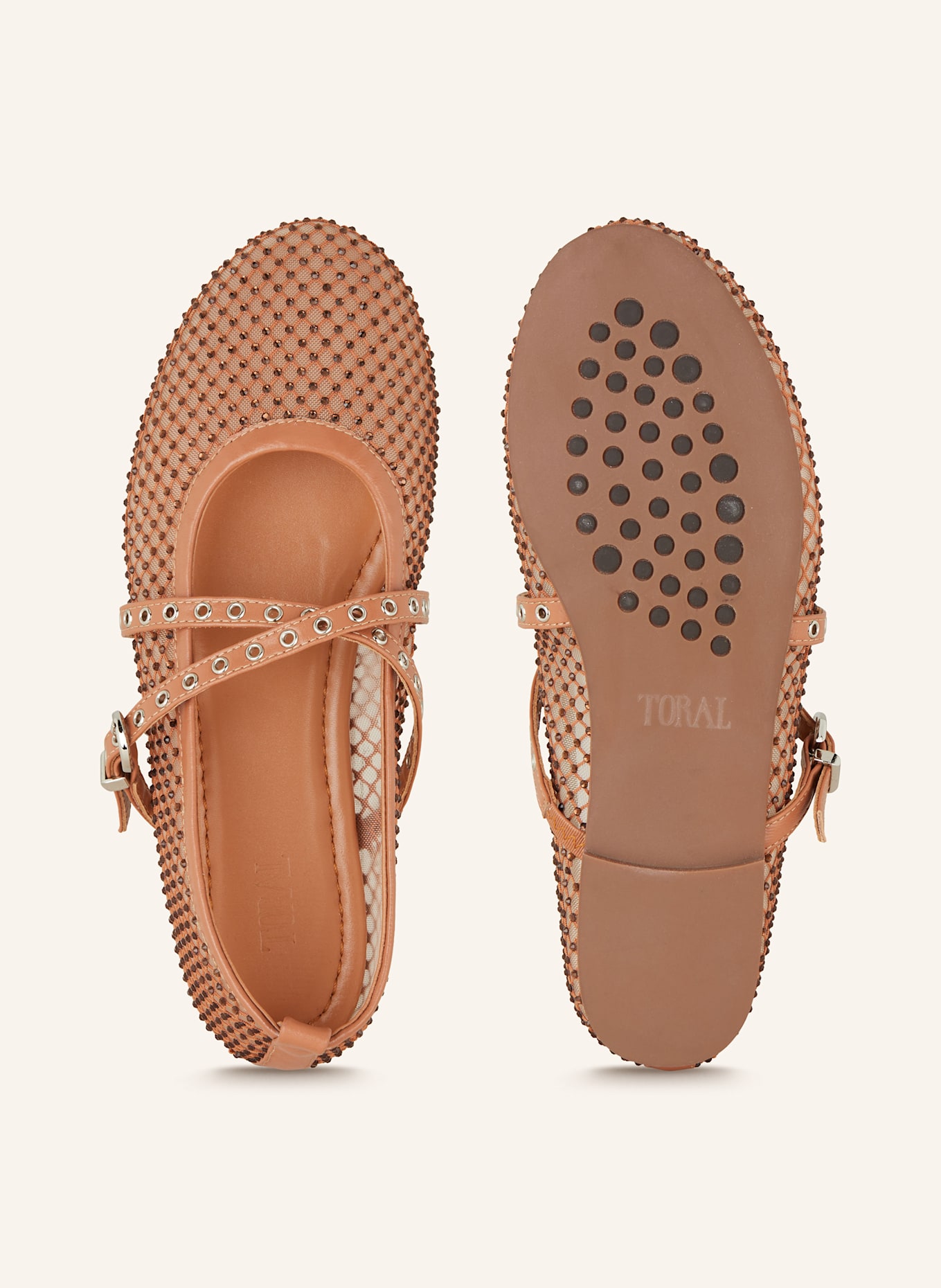 Toral Mary-Jane-Ballerinas VILMA mit Schmucksteinen: BRAUN
