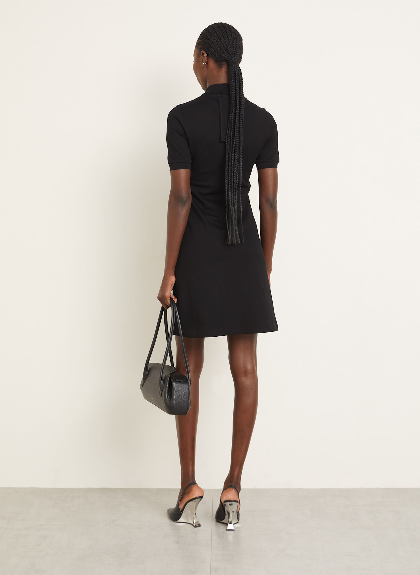 Courrèges Piqué-Polokleid: SCHWARZ