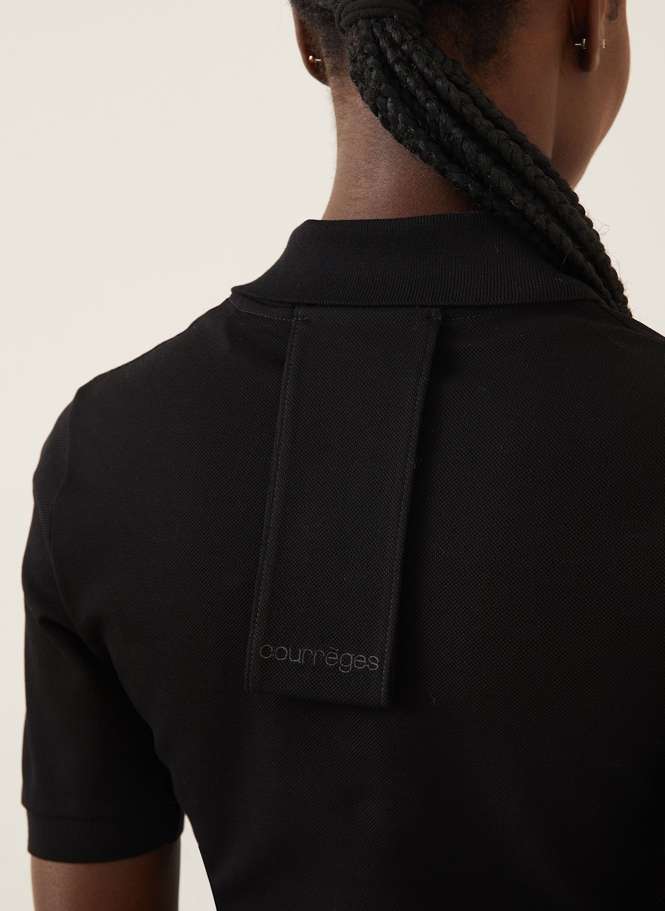 Courrèges Piqué-Polokleid: SCHWARZ