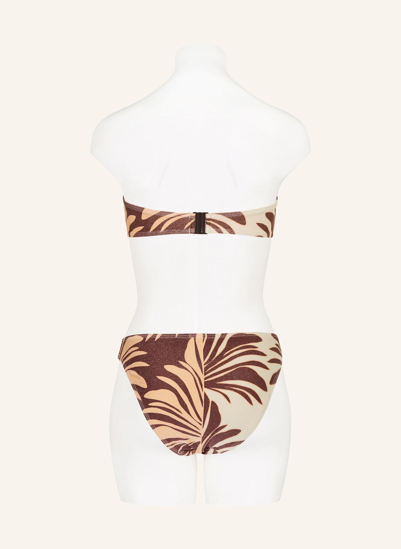 JETS Australia Bandeau-Bikini-Top DAHLIA PALM mit Glitzergarn: DUNKELBRAUN/ CREME/ HELLORANGE