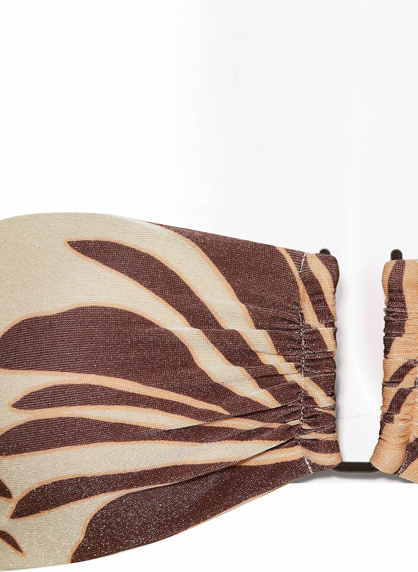 JETS Australia Bandeau-Bikini-Top DAHLIA PALM mit Glitzergarn: DUNKELBRAUN/ CREME/ HELLORANGE