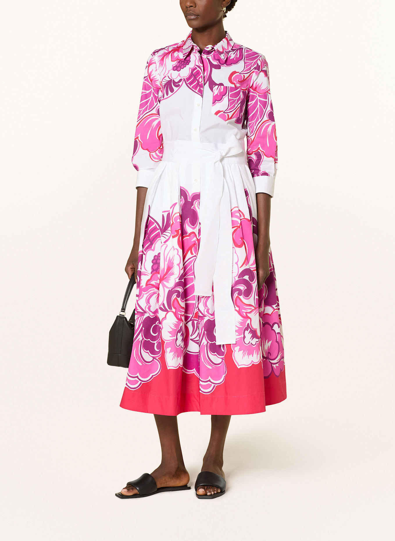 sara roka Shirt dress NIDINA with 3/4 sleeves: WHITE / PINK / PURPLE