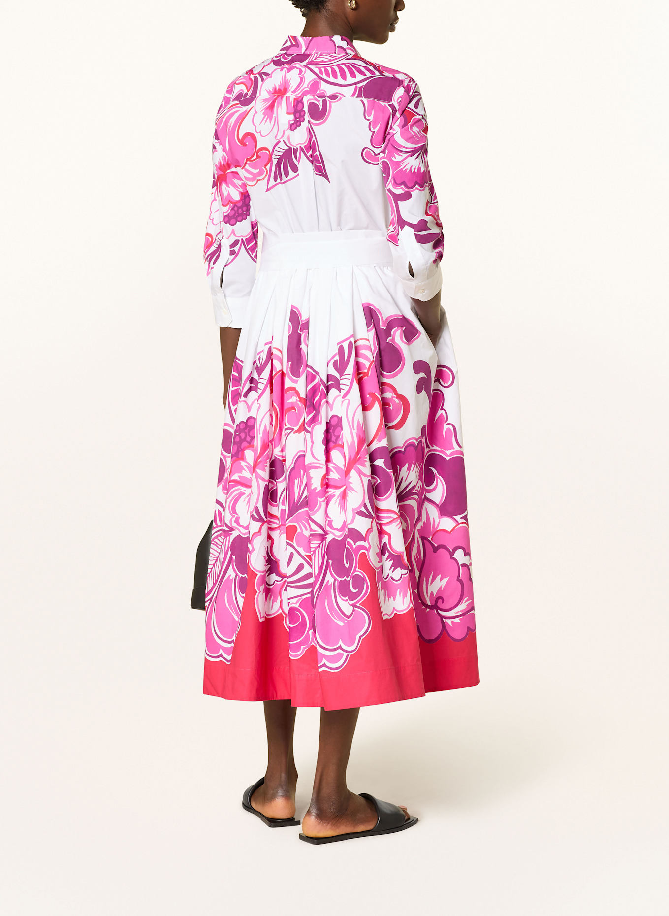 sara roka Shirt dress NIDINA with 3/4 sleeves: WHITE / PINK / PURPLE