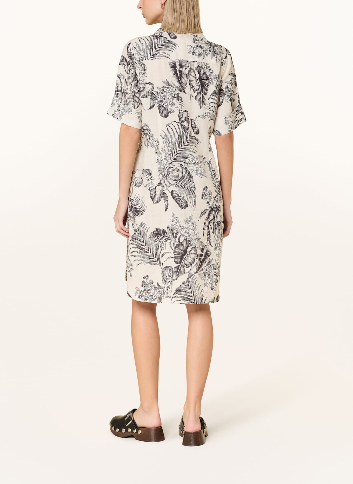 ANGOOR Leinenkleid: CREME / SCHWARZ