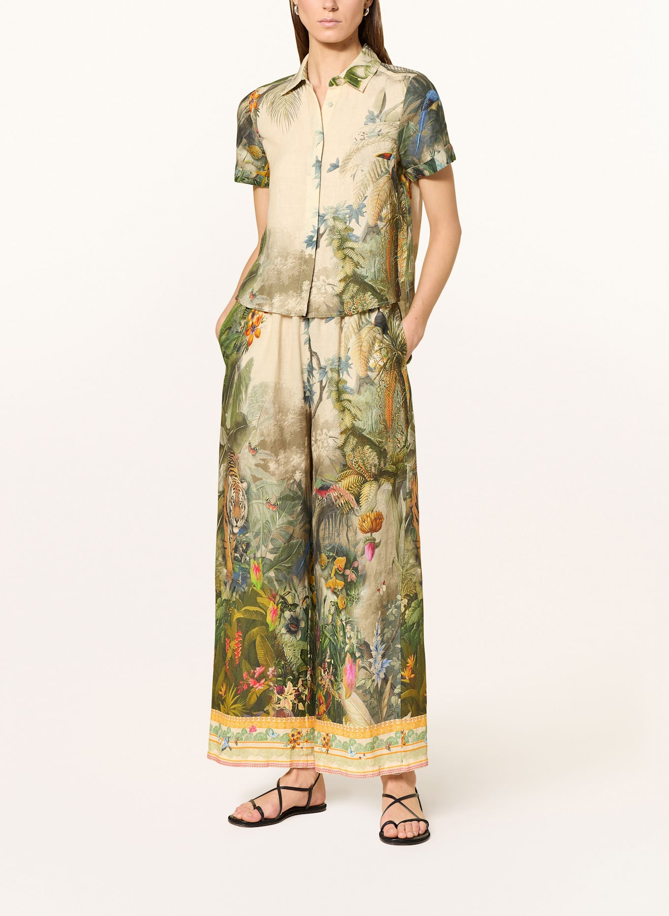 ANGOOR Linen trousers DANELA: CREAM / BLUE / GREEN