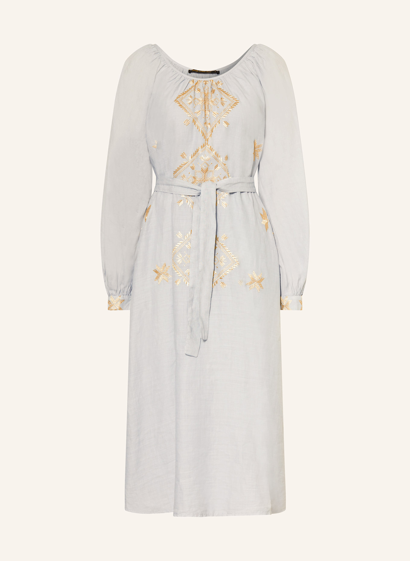 Greek Archaic Kori Strandkleid LEFKADA mit Glitzergarn: HELLGRAU / GOLD