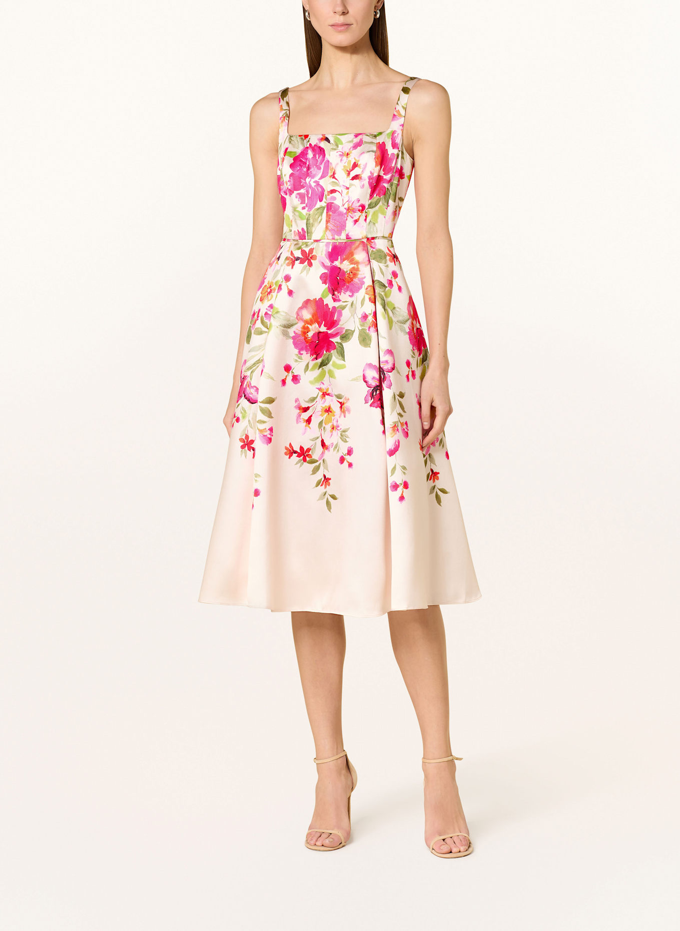 ADRIANNA PAPELL Satinkleid: CREME / PINK / HELLGRÜN