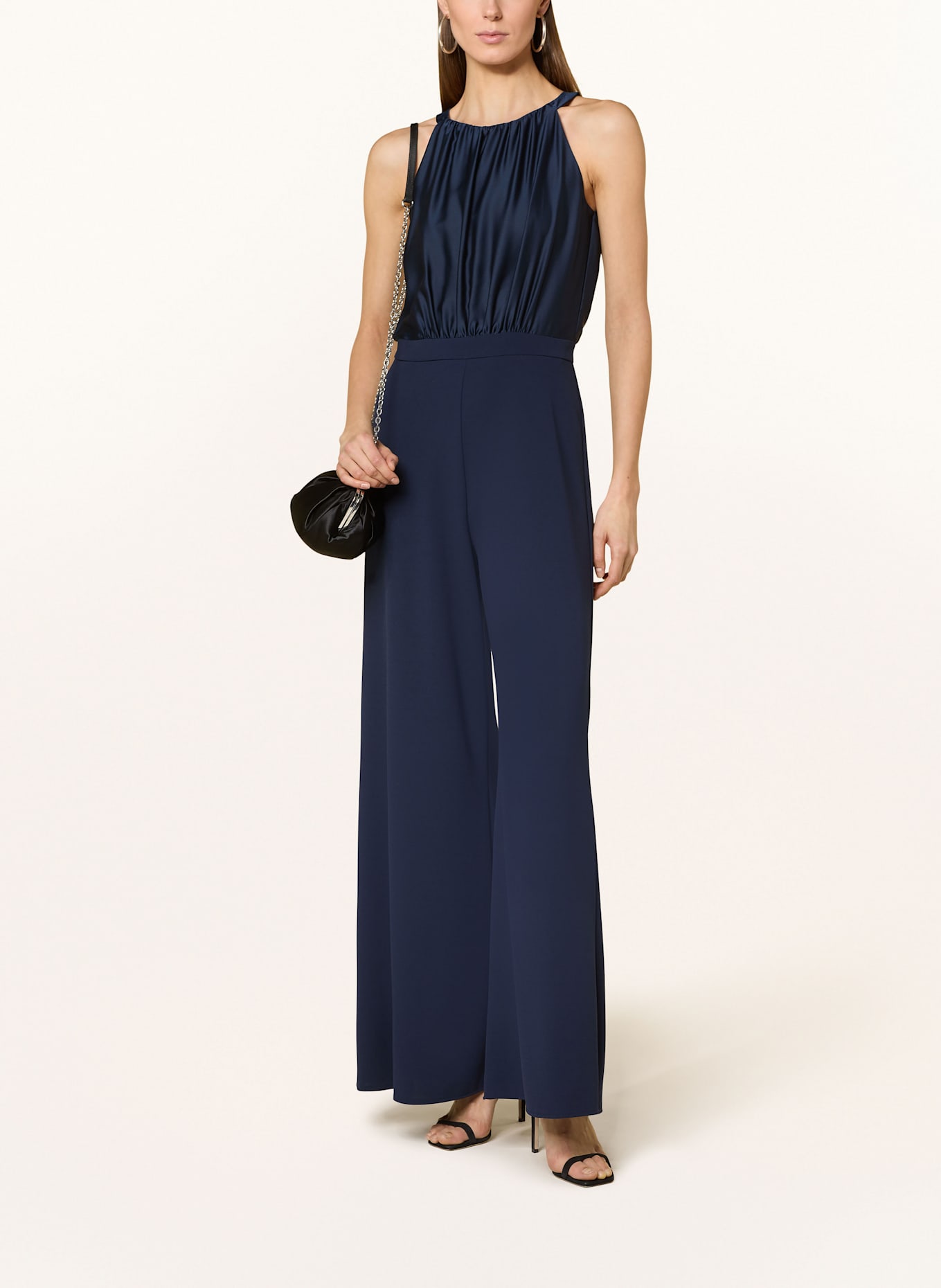 SWING Jumpsuit im Materialmix: DUNKELBLAU