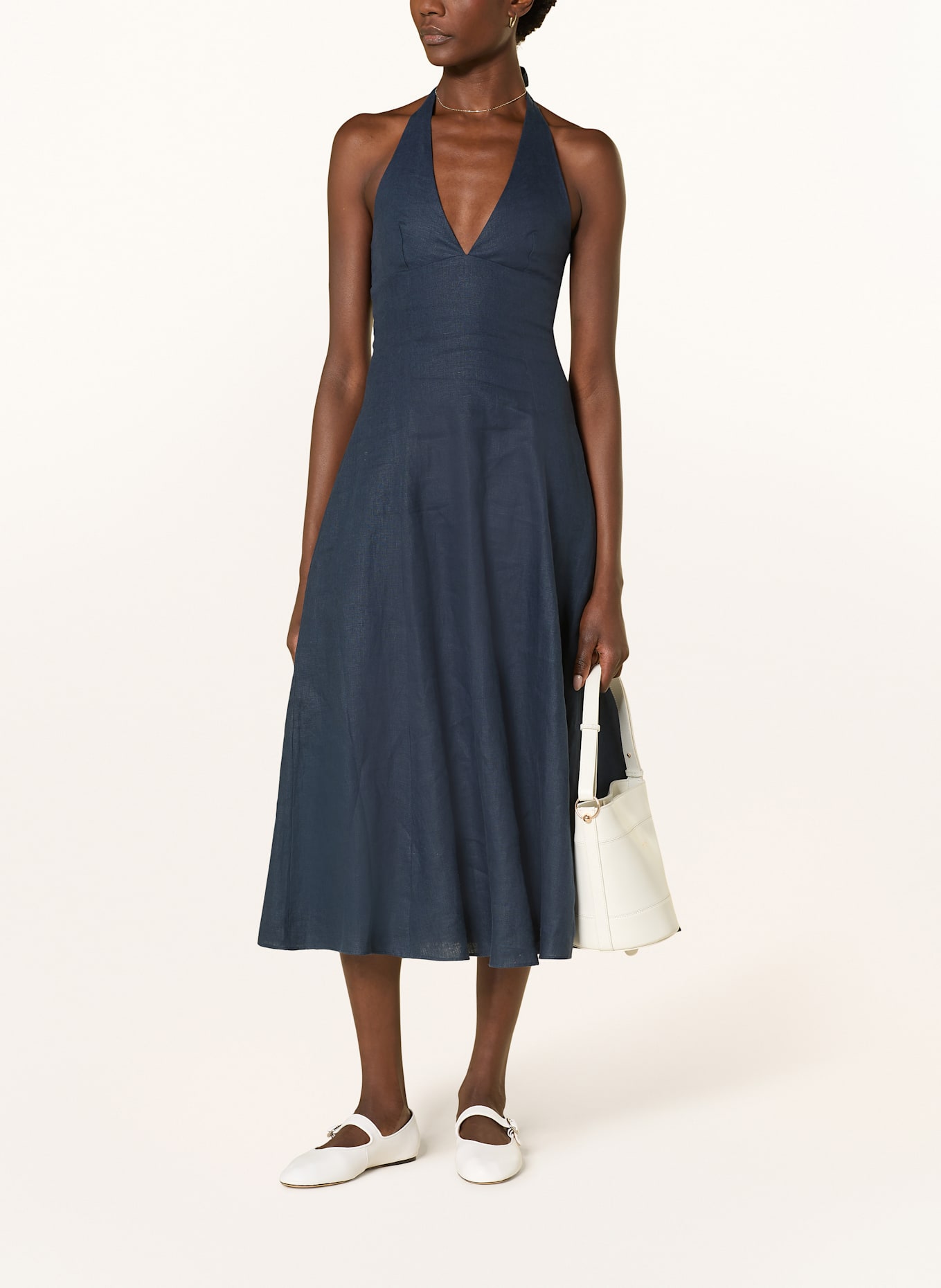 FAITHFULL THE BRAND Sukienka z lnu MARAIS: GRANATOWY