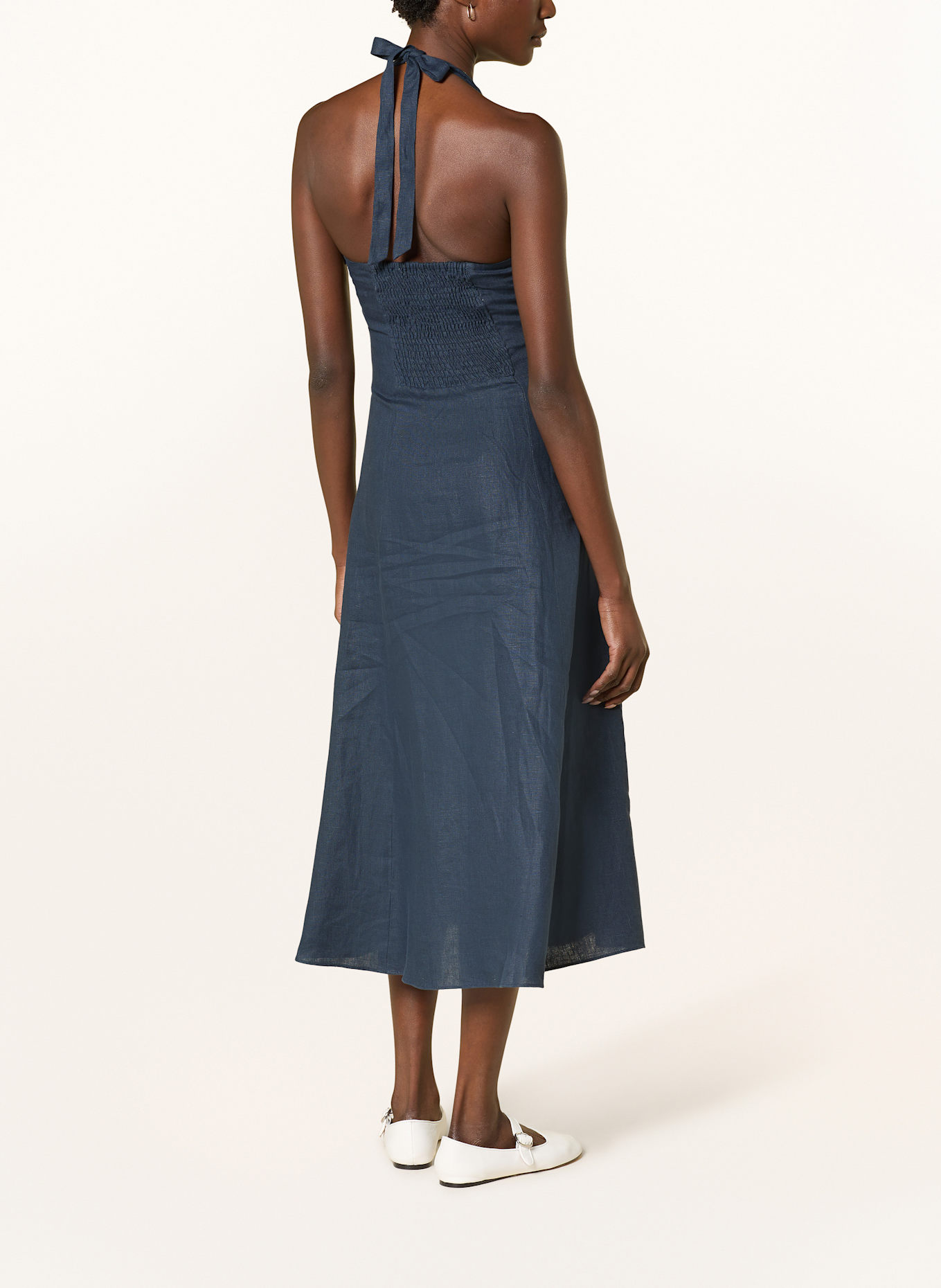 FAITHFULL THE BRAND Sukienka z lnu MARAIS: GRANATOWY