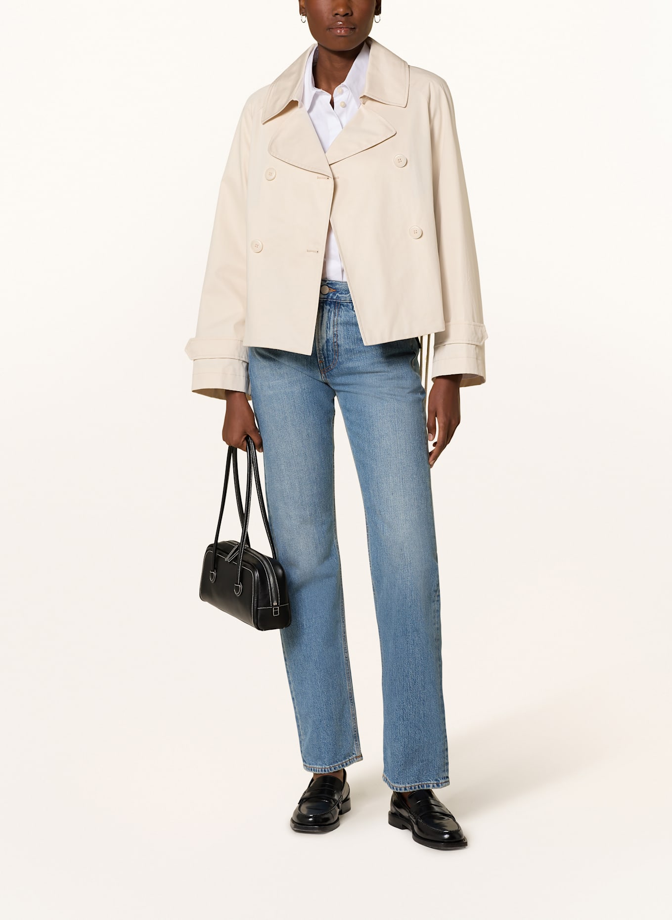 DUNO Cropped trench coat: ECRU