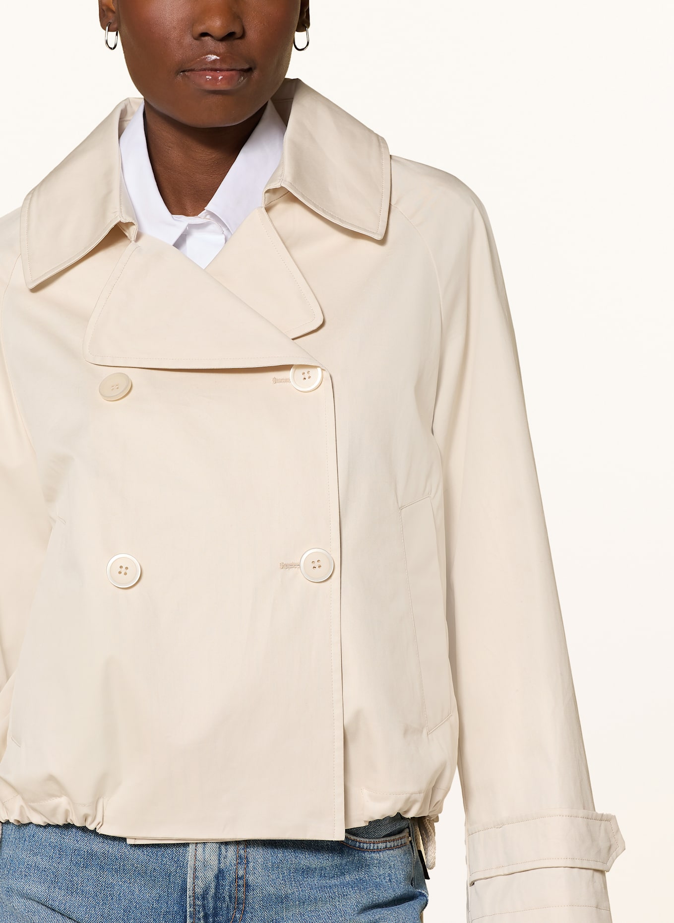 DUNO Cropped trench coat: ECRU