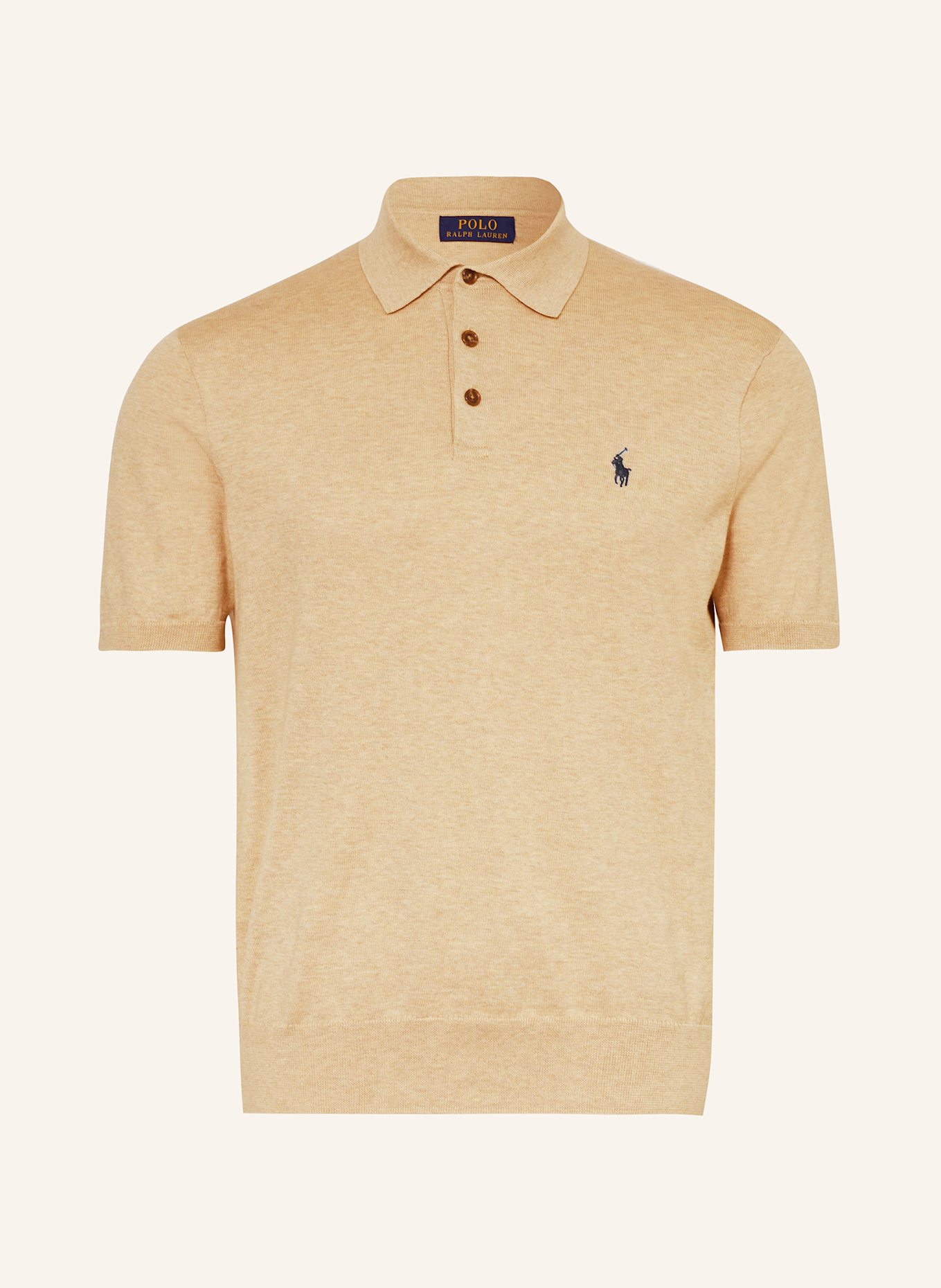 POLO RALPH LAUREN Strick-Poloshirt, Farbe: HELLBRAUN (Bild 1)