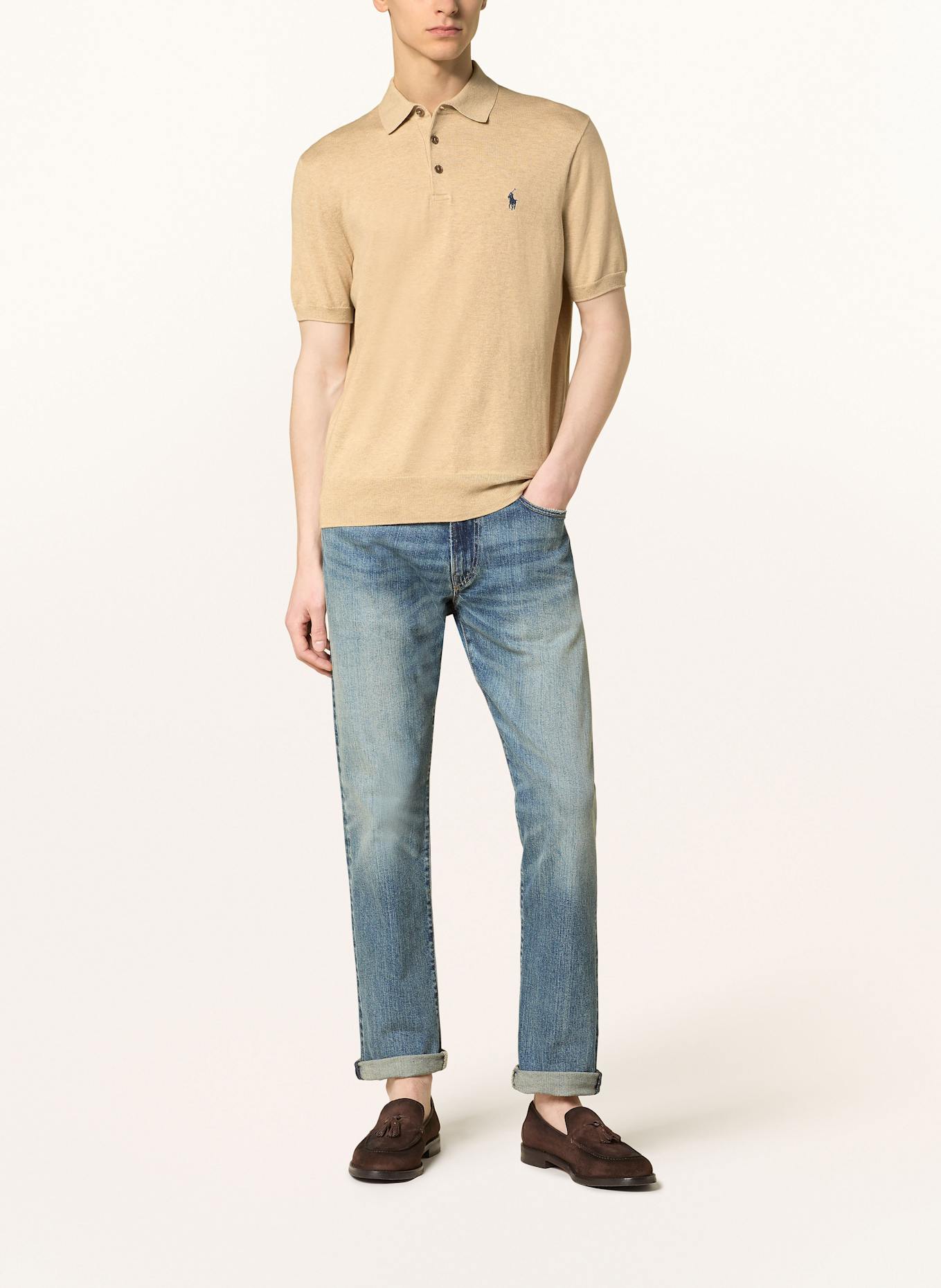 POLO RALPH LAUREN Strick-Poloshirt, Farbe: HELLBRAUN (Bild 2)