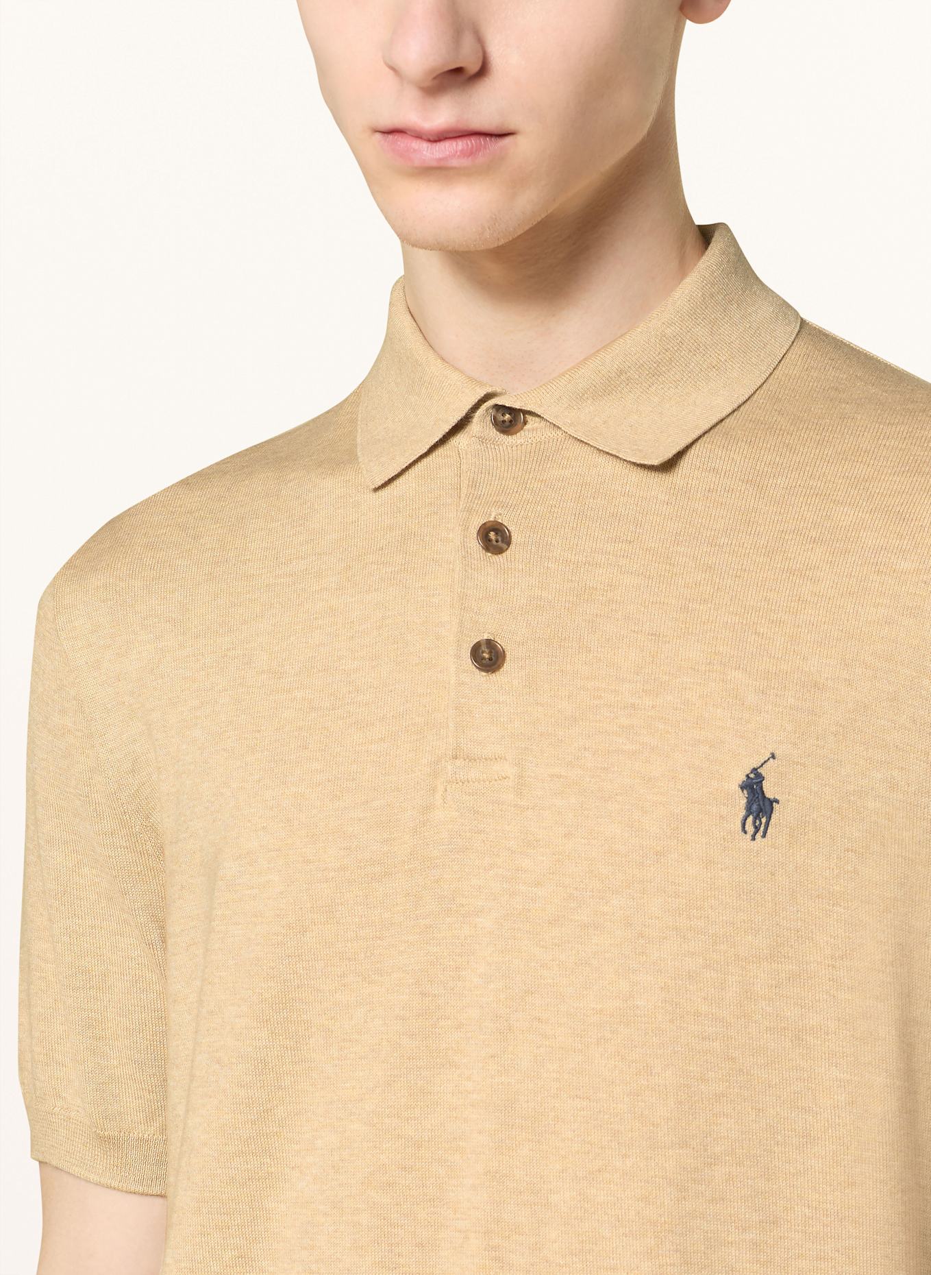 POLO RALPH LAUREN Strick-Poloshirt, Farbe: HELLBRAUN (Bild 4)