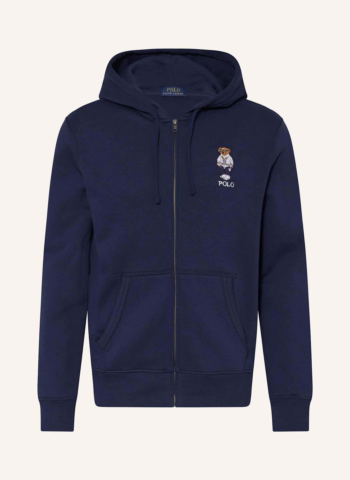 contrast-panel cotton polo shirt Sweat jacket: DARK BLUE