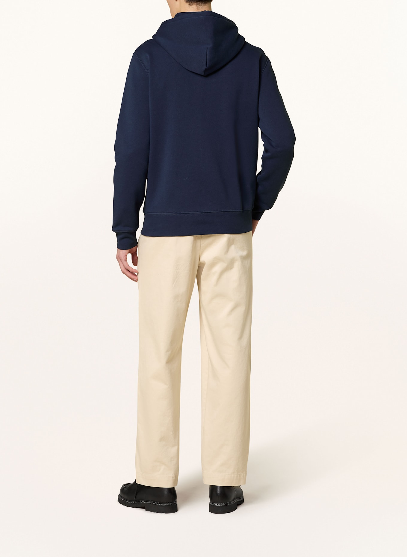 contrast-panel cotton polo shirt Sweat jacket: DARK BLUE