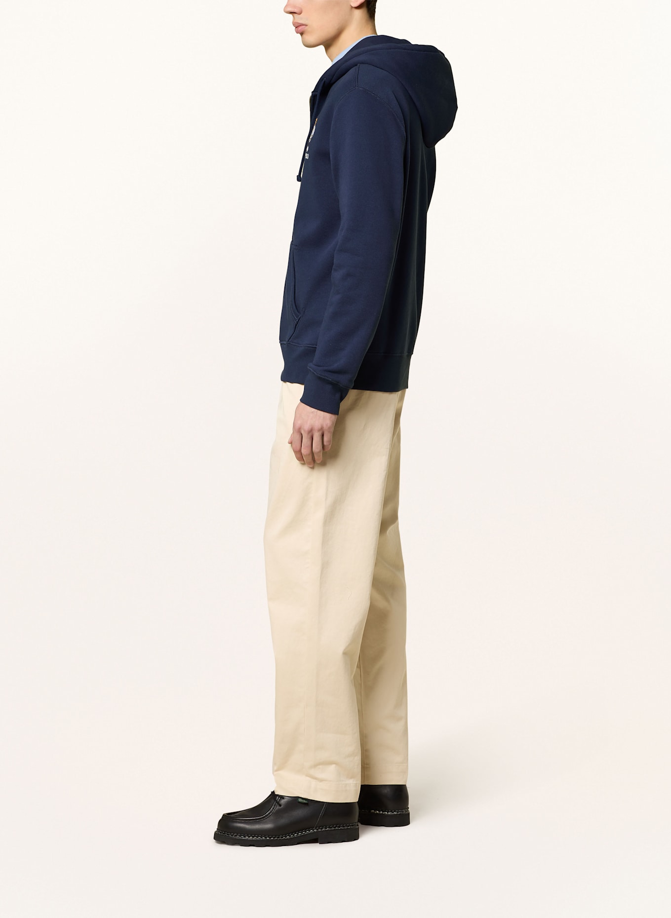 contrast-panel cotton polo shirt Sweat jacket: DARK BLUE