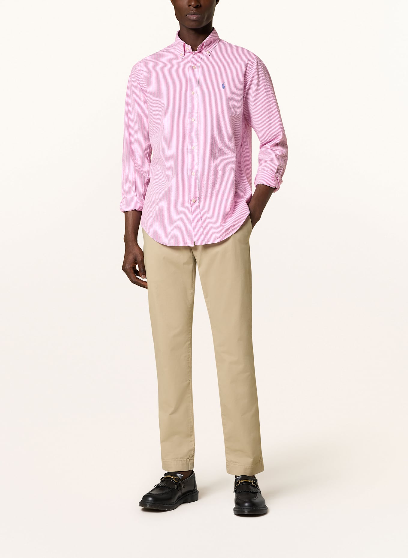 POLO RALPH LAUREN Hemd Custom Fit: WEISS / ROSA