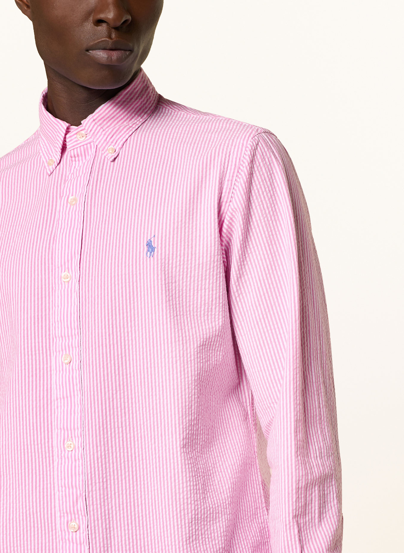 POLO RALPH LAUREN Hemd Custom Fit: WEISS / ROSA
