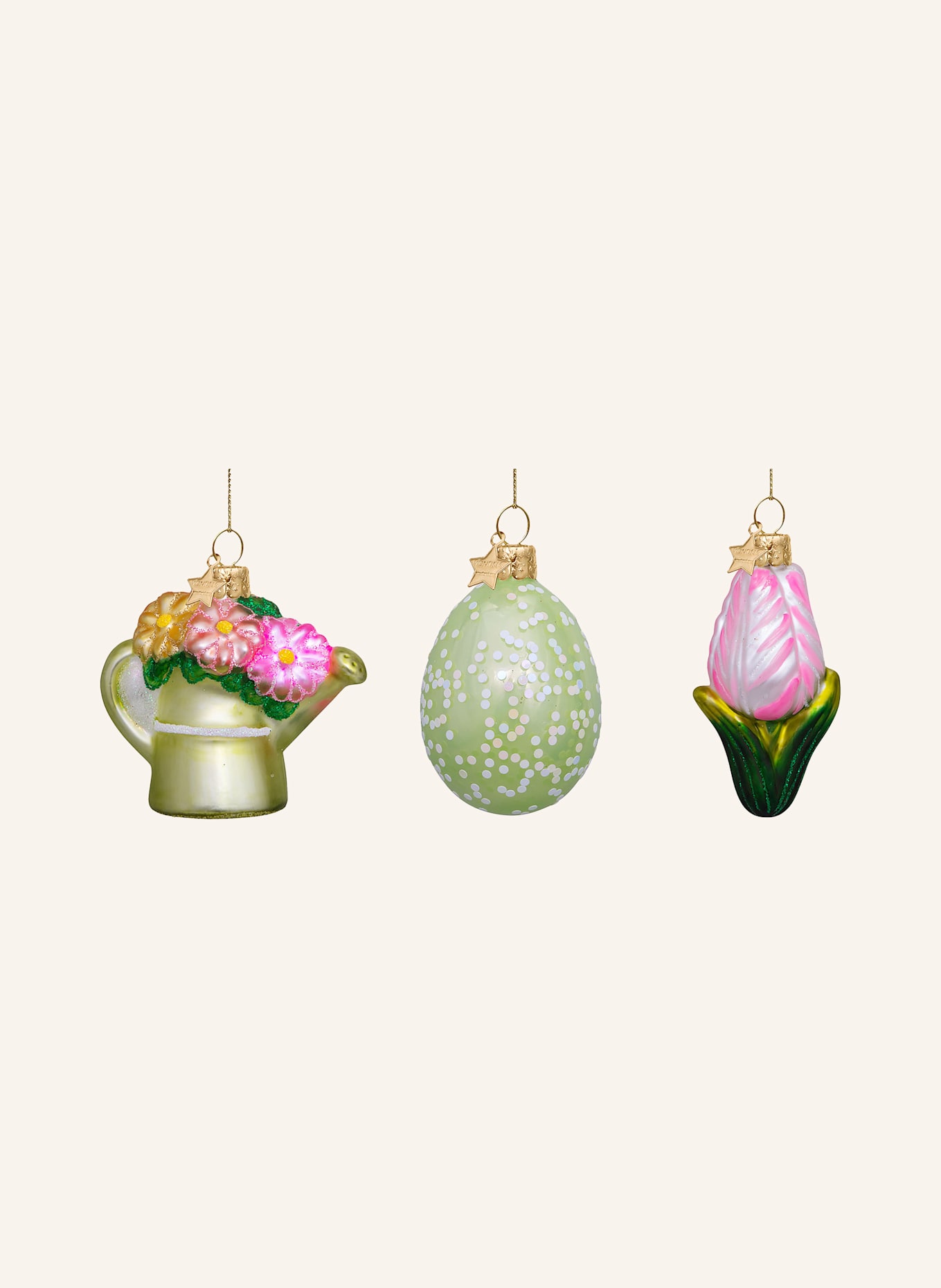 VONDELS Decorative pendant EASTER ORNAMENTS: LIGHT GREEN / PINK / DARK GREEN