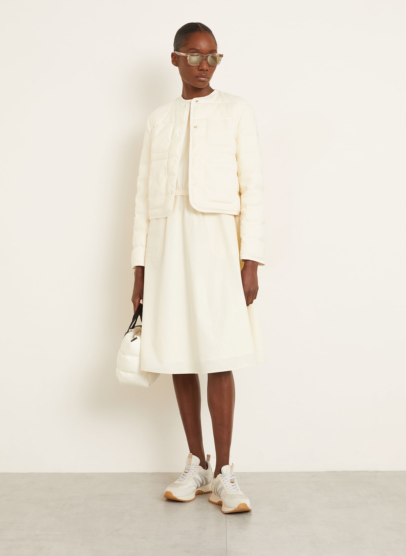 MONCLER Daunenjacke LALY aus Bouclé: CREME