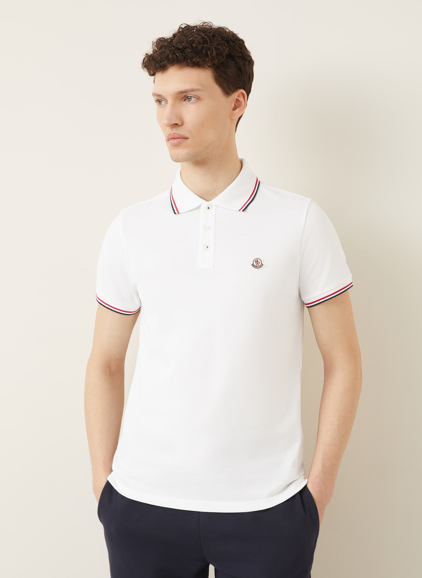 MONCLER Piqué-Poloshirt, Farbe: WEISS (Bild 4)