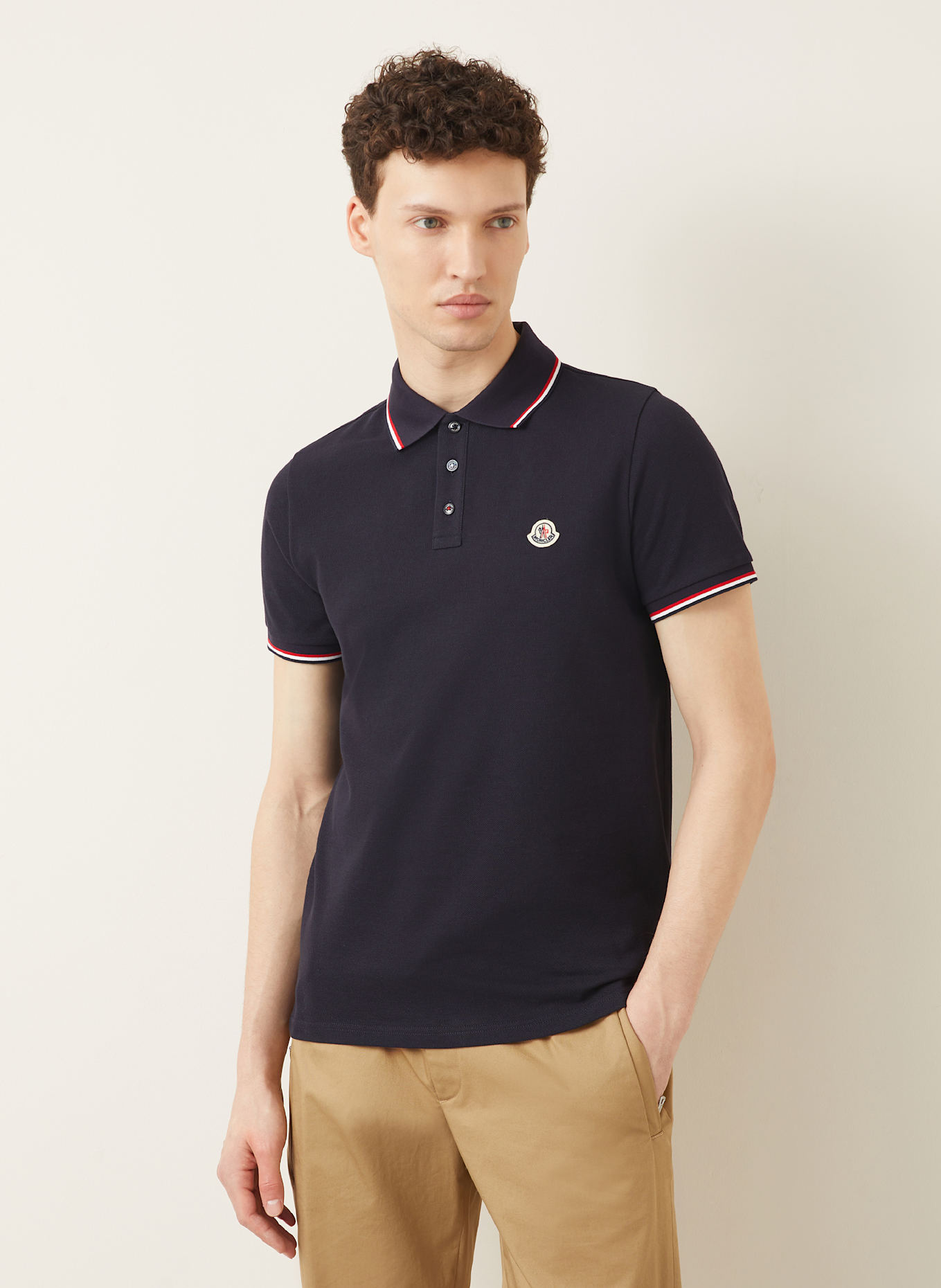 MONCLER Piqué-Poloshirt: DUNKELBLAU
