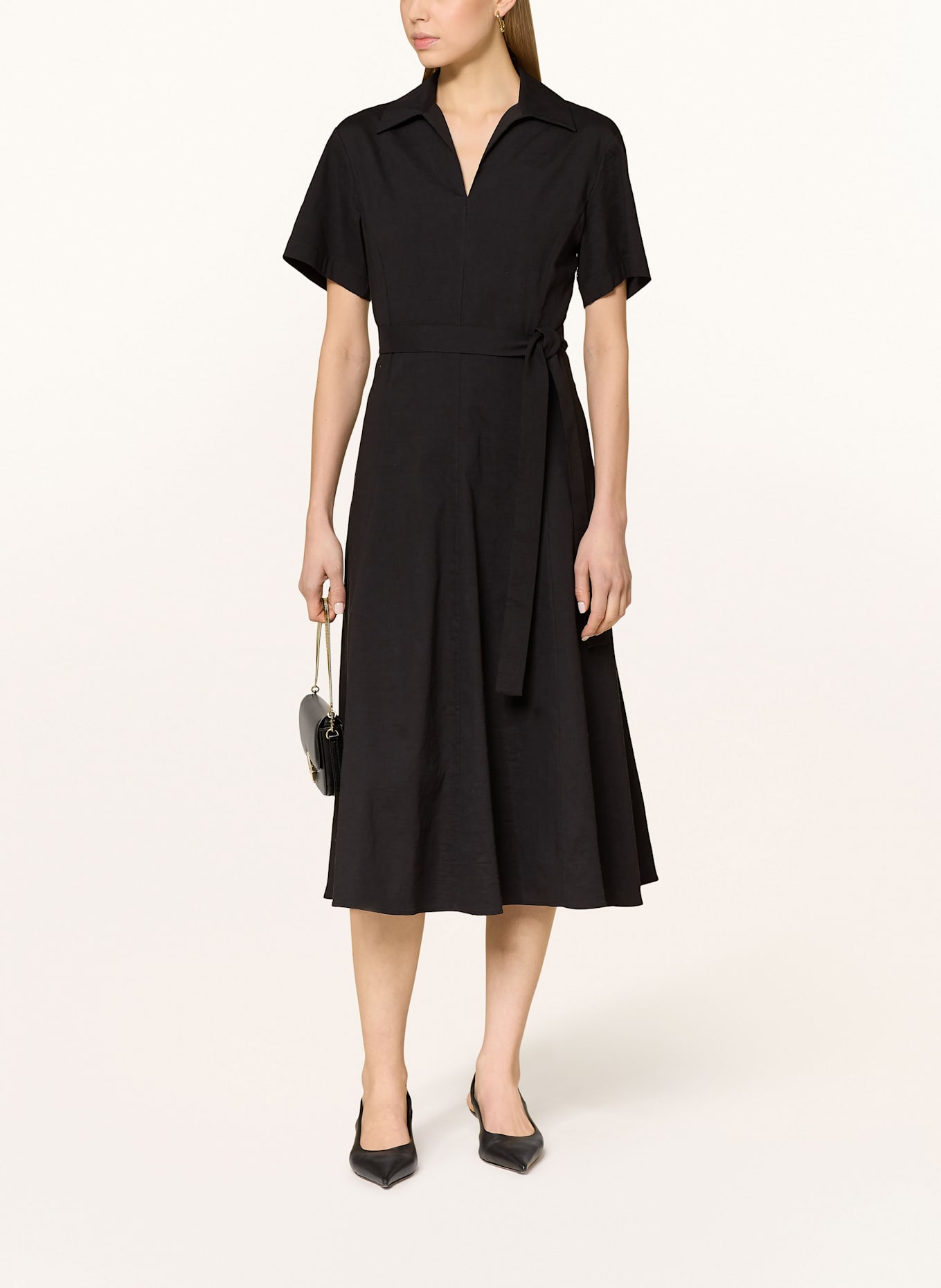 Theory Kleid mit Leinen: SCHWARZ