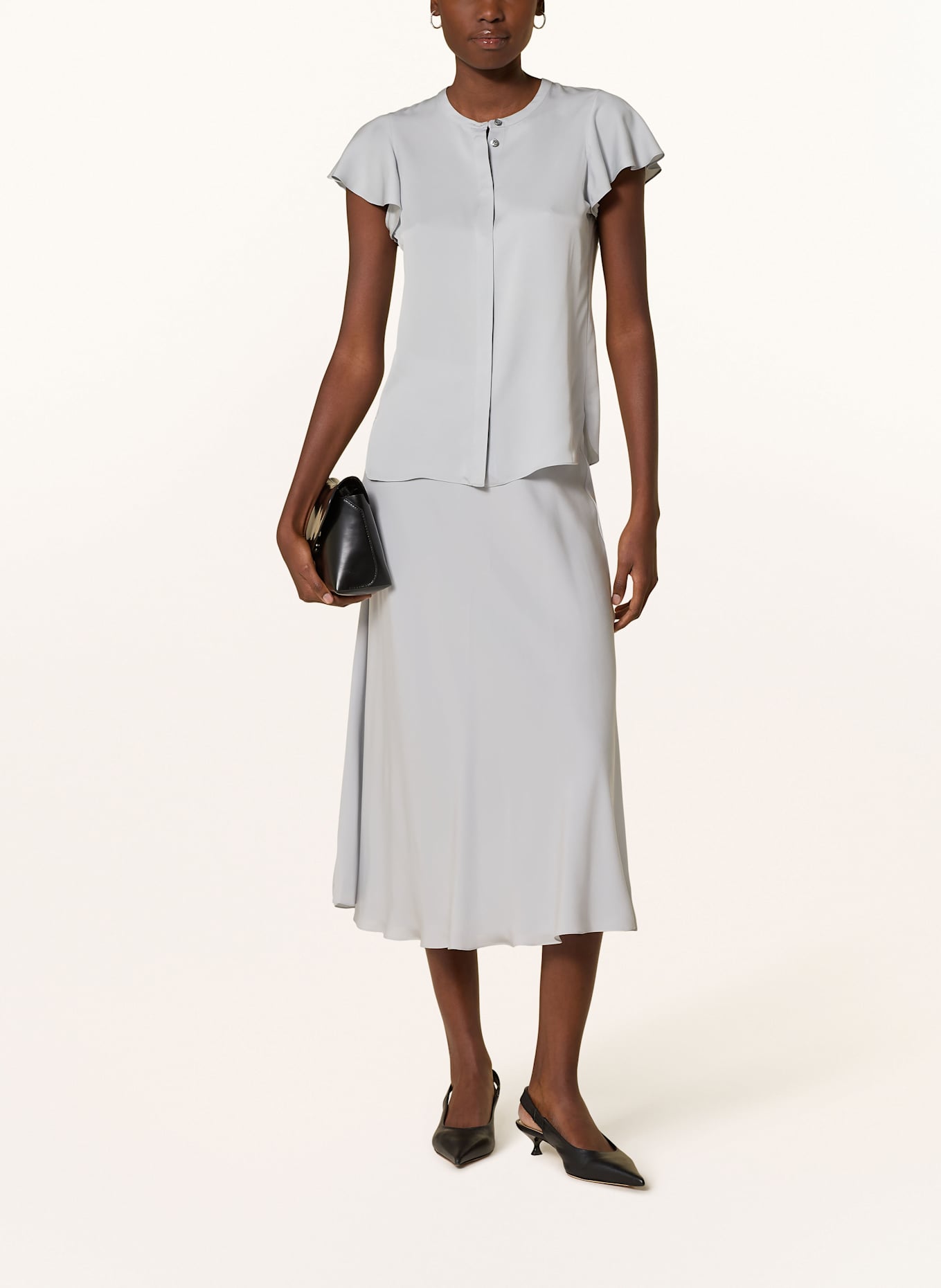 Theory Silk skirt: LIGHT GRAY
