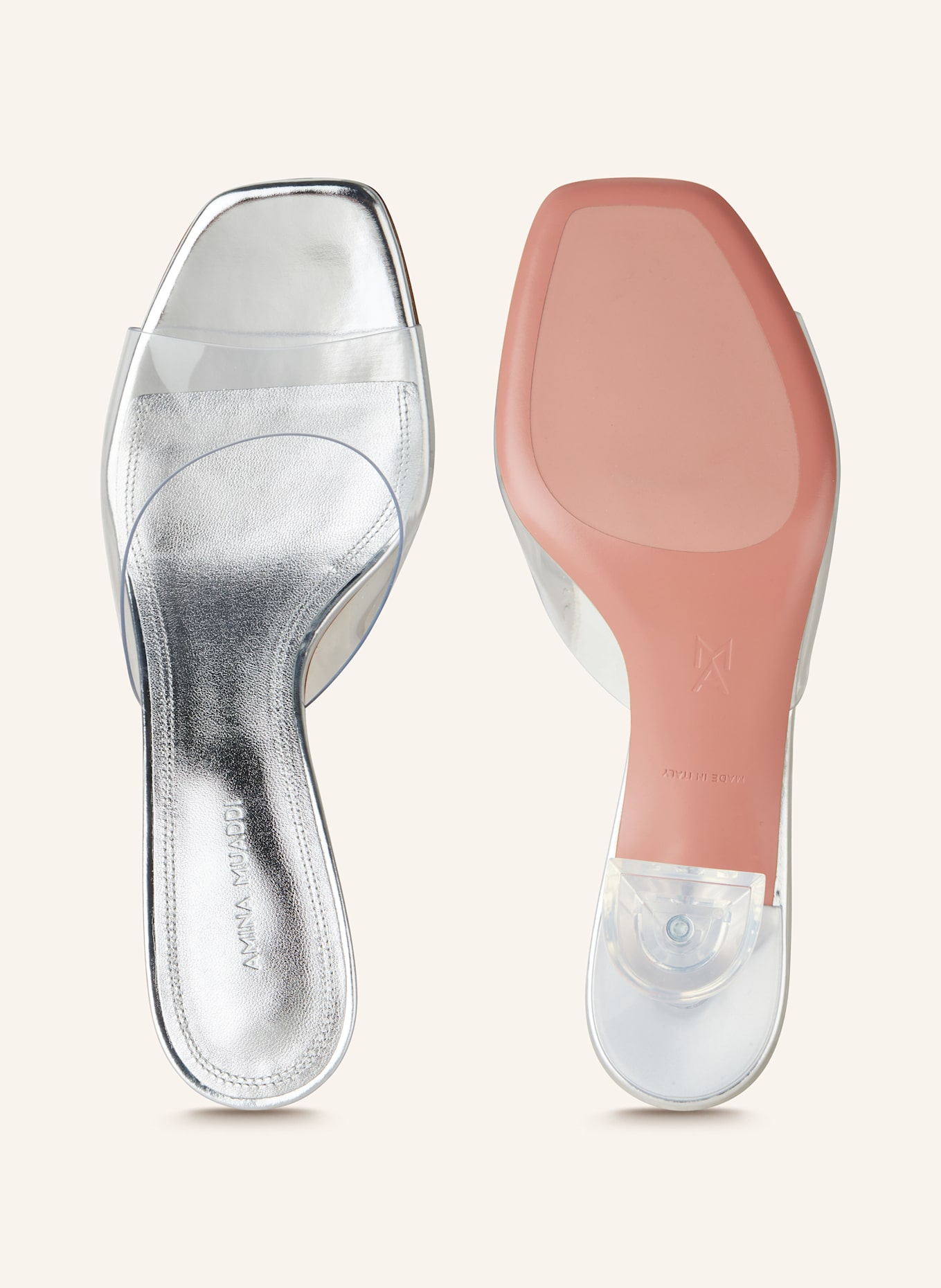 AMINA MUADDI Klapki typu mules LUPITA: SREBRNY