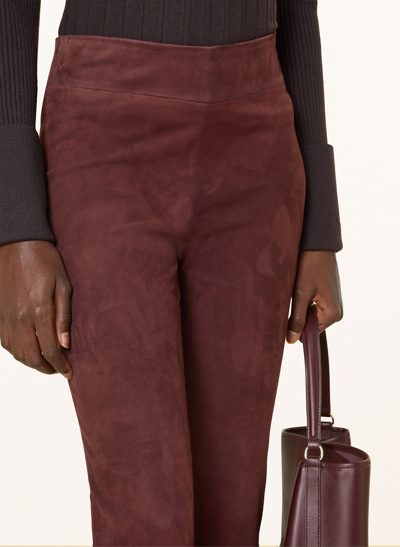 ARMA Leather trousers: DARK RED