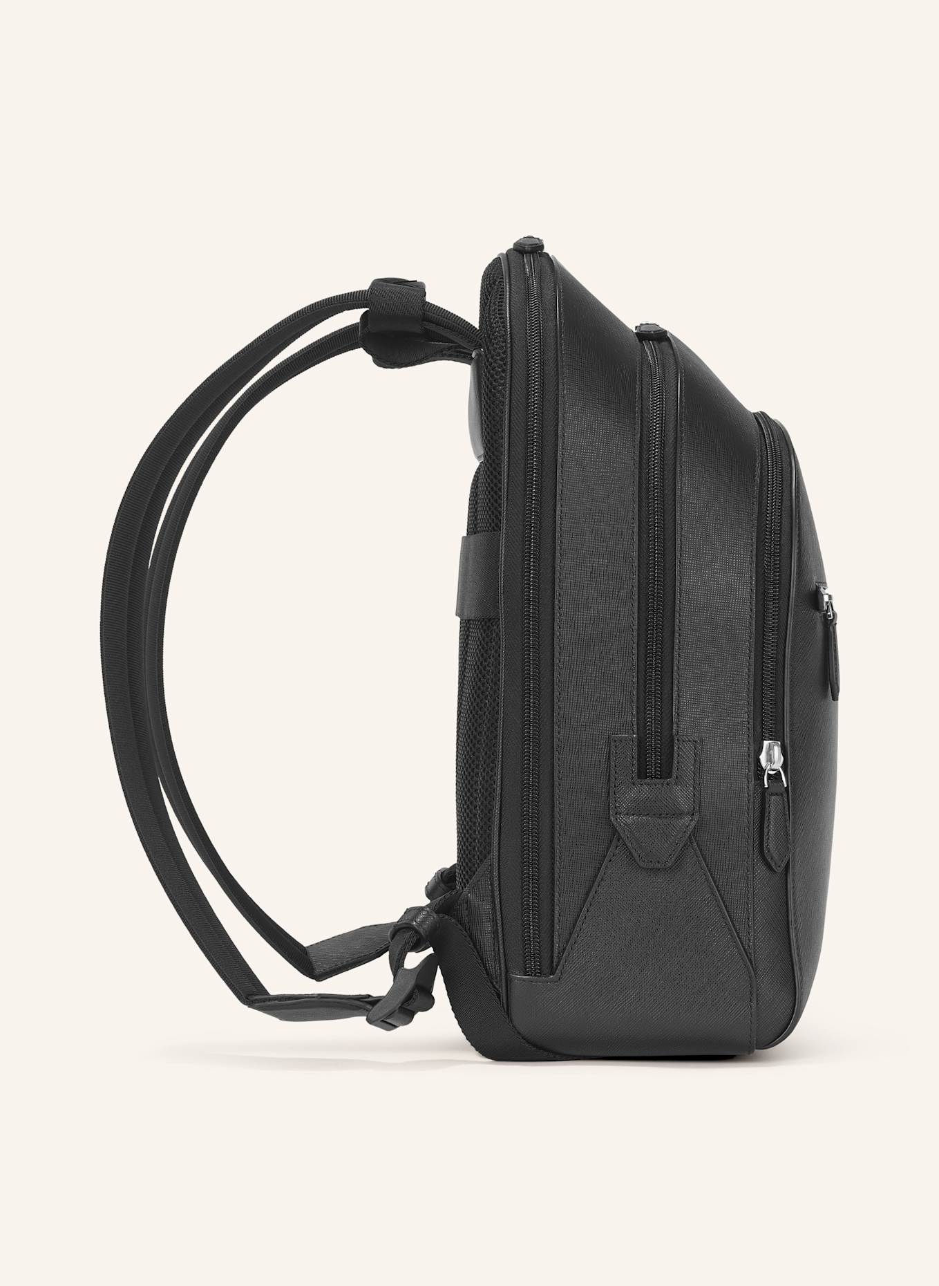 MONTBLANC Saffiano backpack SARTORIAL MEDIUM with laptop compartment: BLACK