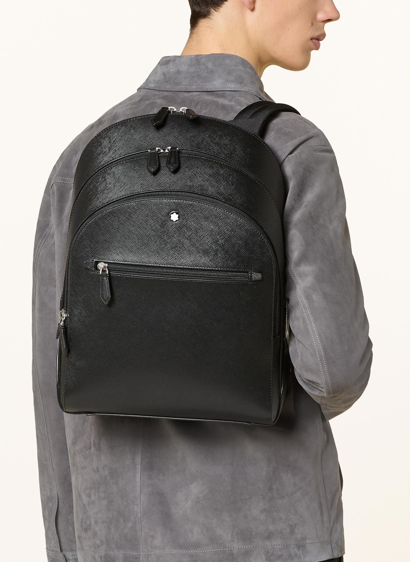 MONTBLANC Saffiano backpack SARTORIAL MEDIUM with laptop compartment: BLACK