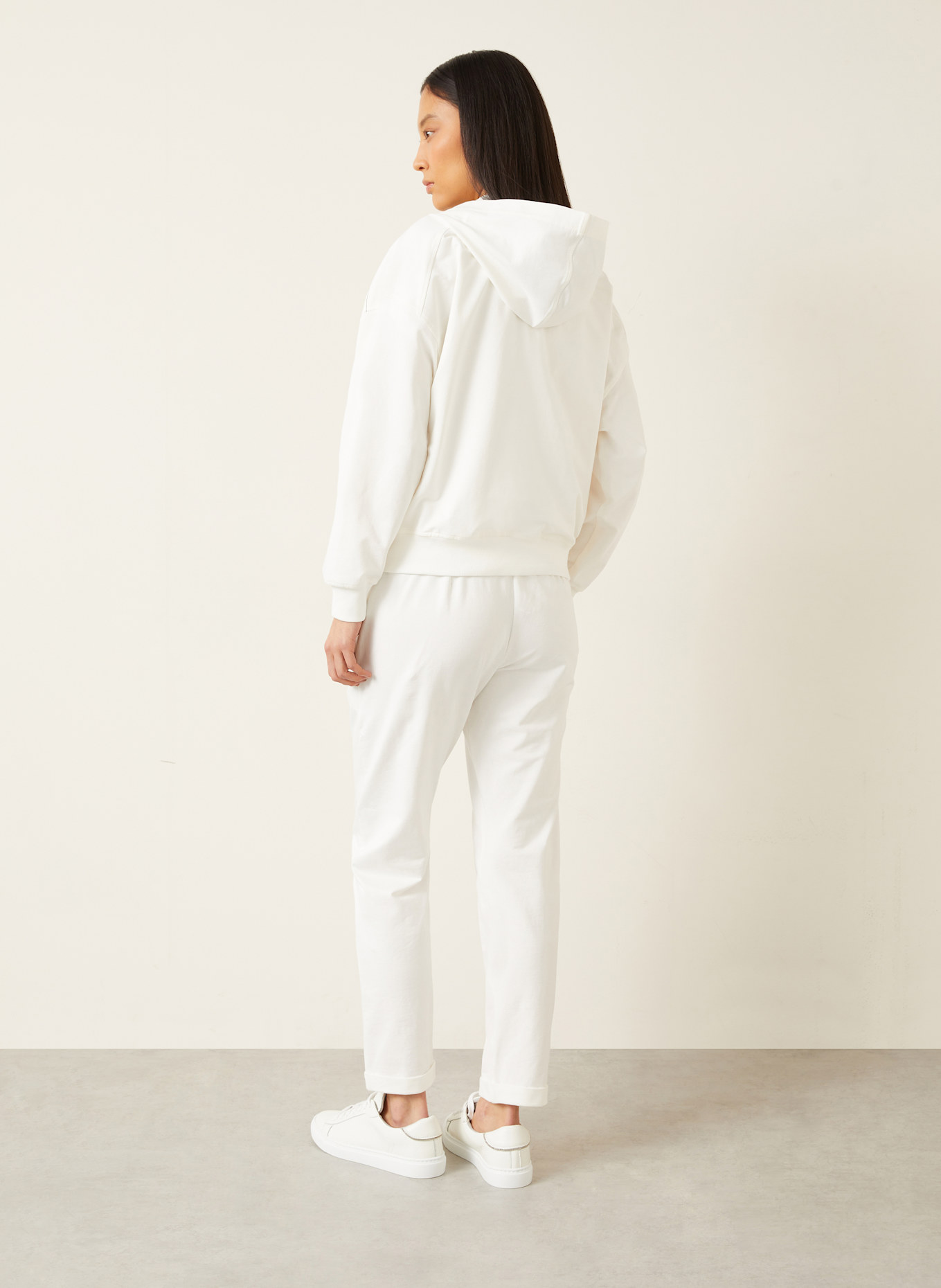 BRUNELLO CUCINELLI Mikinová bunda s ozdobnými kamínky: BÍLÁ