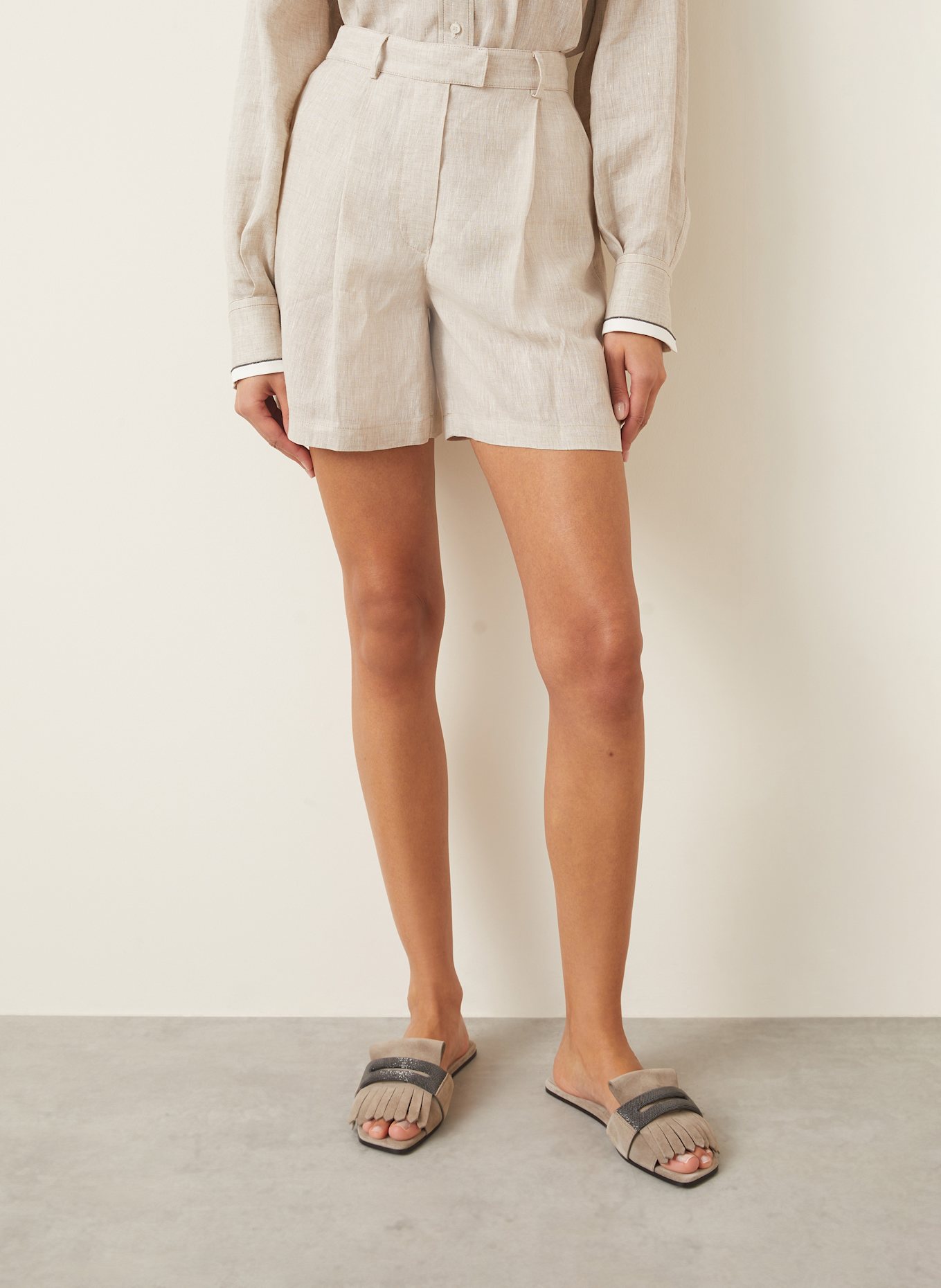 BRUNELLO CUCINELLI Leinenshorts, Farbe: CREME (Bild 4)
