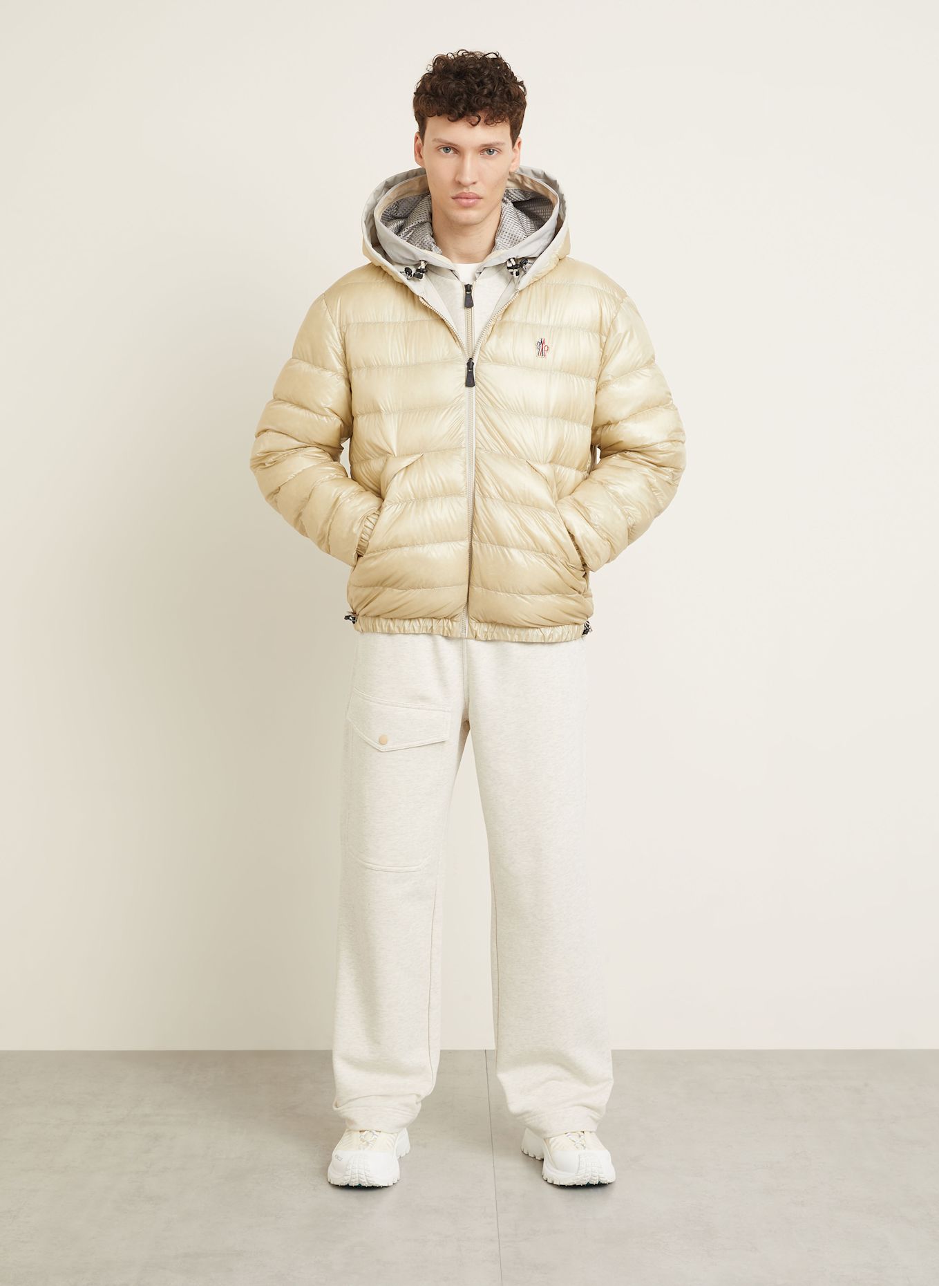 MONCLER GRENOBLE BERGUN reversible down jacket in cream