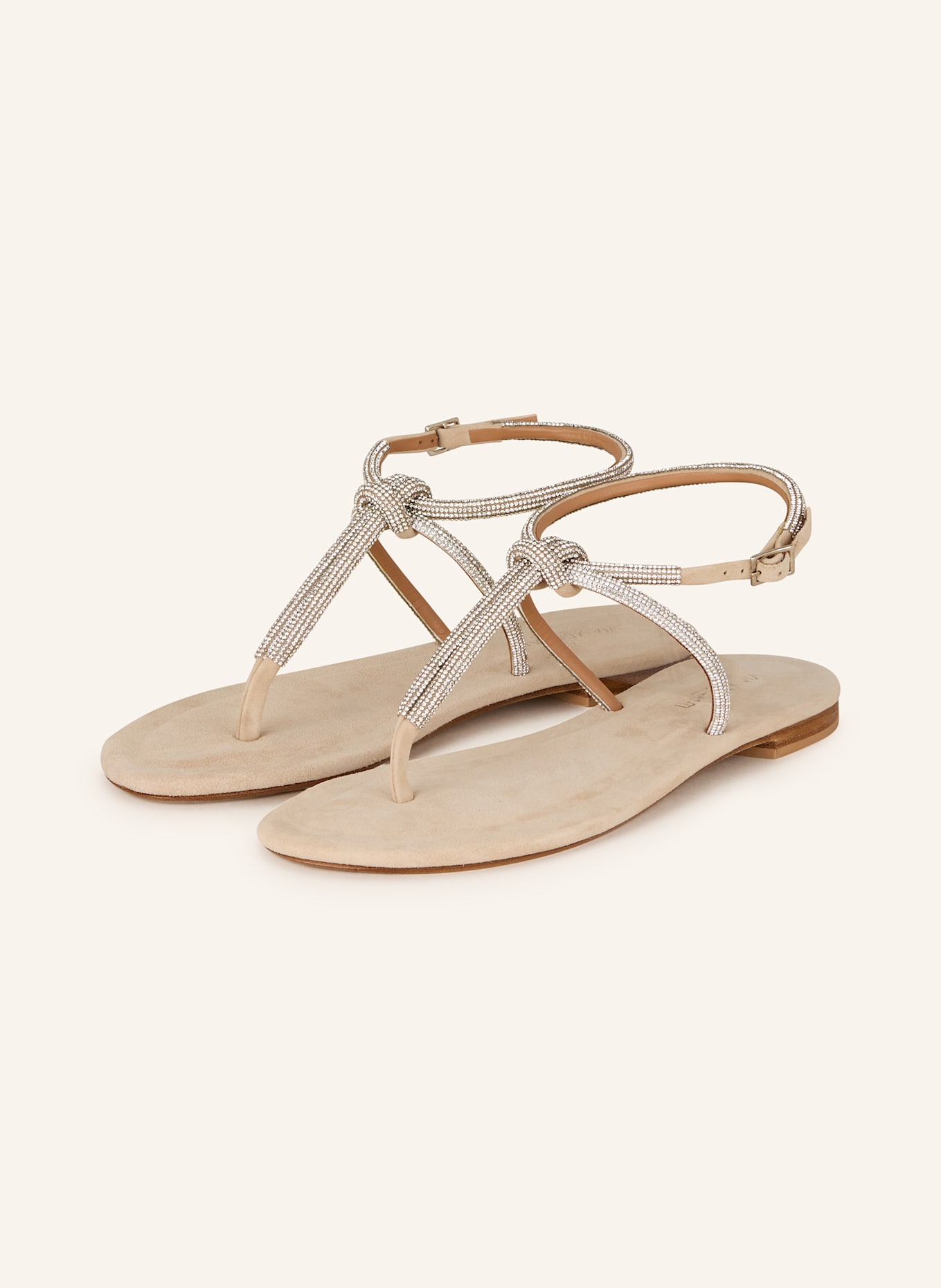 VIAMERCANTI ERCHIE flip flops with decorative gems: SILVER