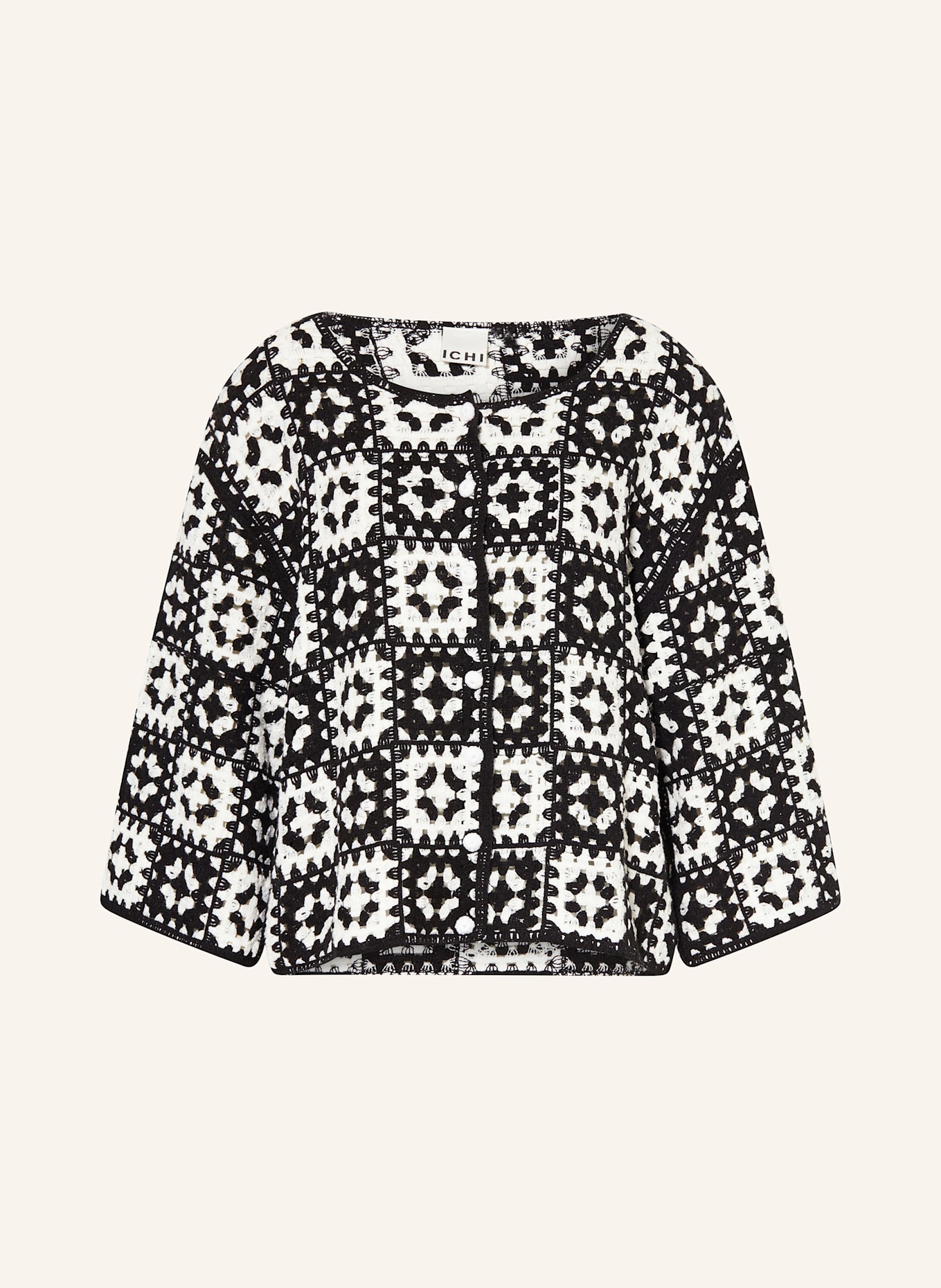 ICHI Strickjacke IHBANDIE: SCHWARZ / WEISS